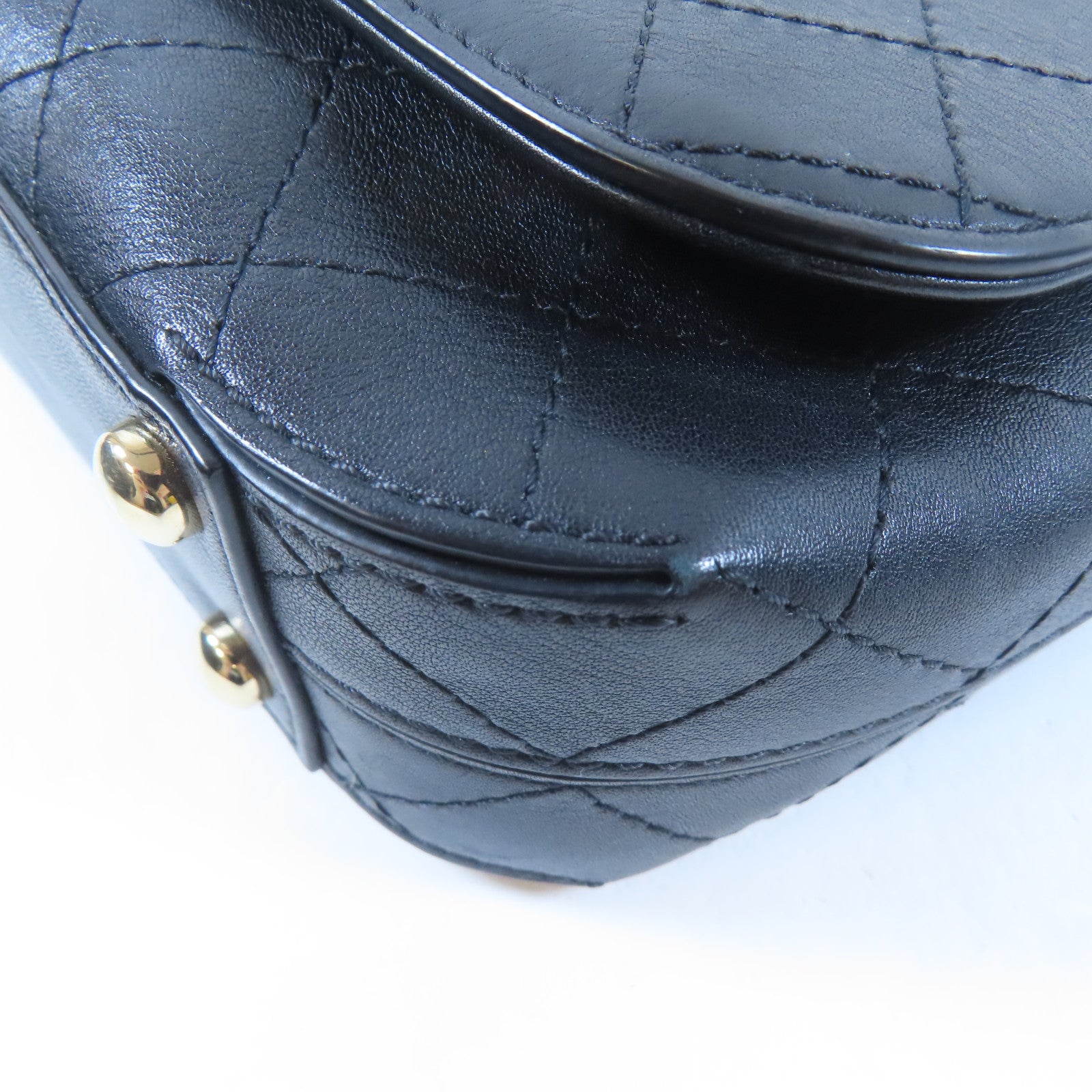 CHANEL 【激減優惠】菱格牛皮皮革CC Stitched Flap金扣鏈帶肩背袋黑色