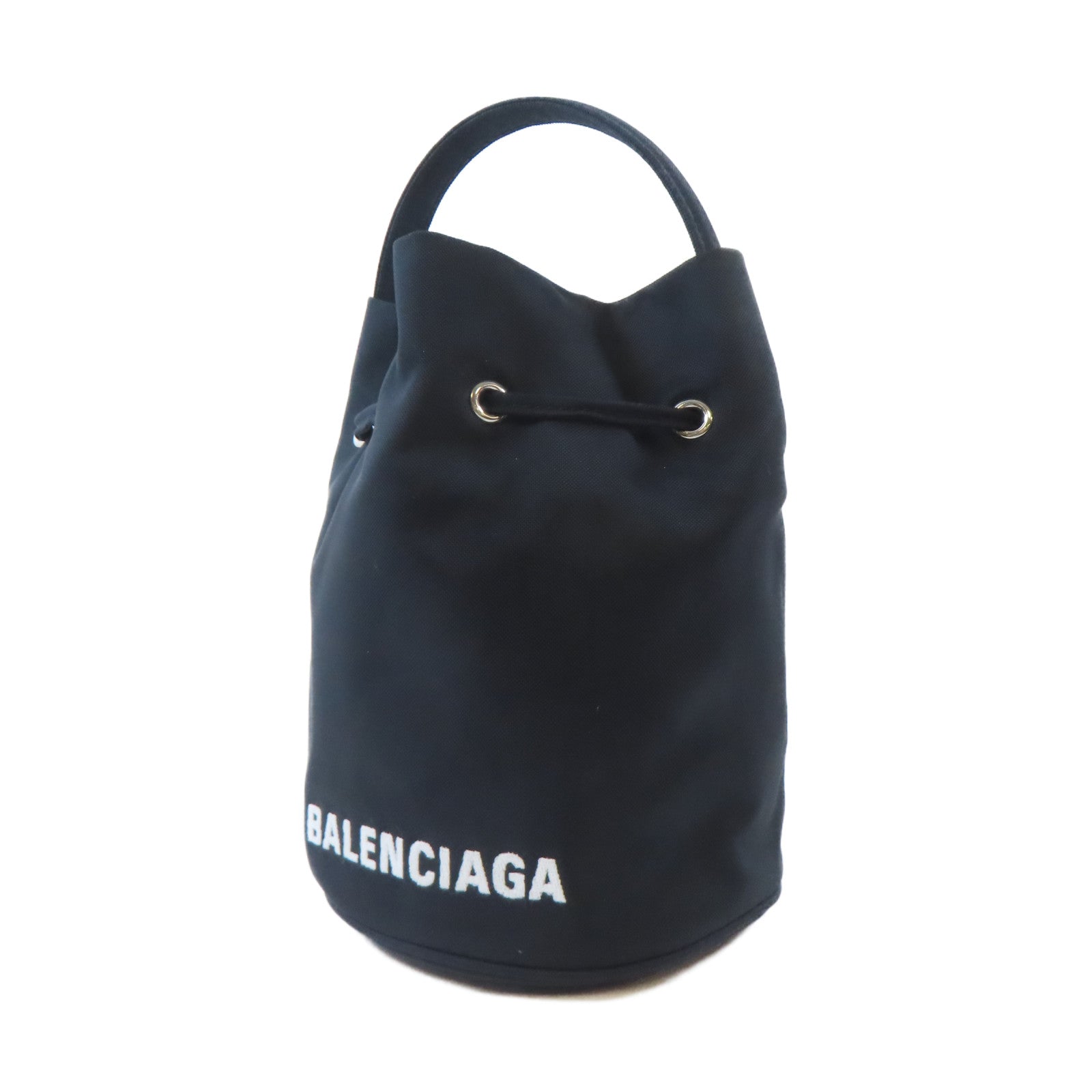 BALENCIAGA 尼龍Bucket銀扣手挽肩背兩用袋黑色