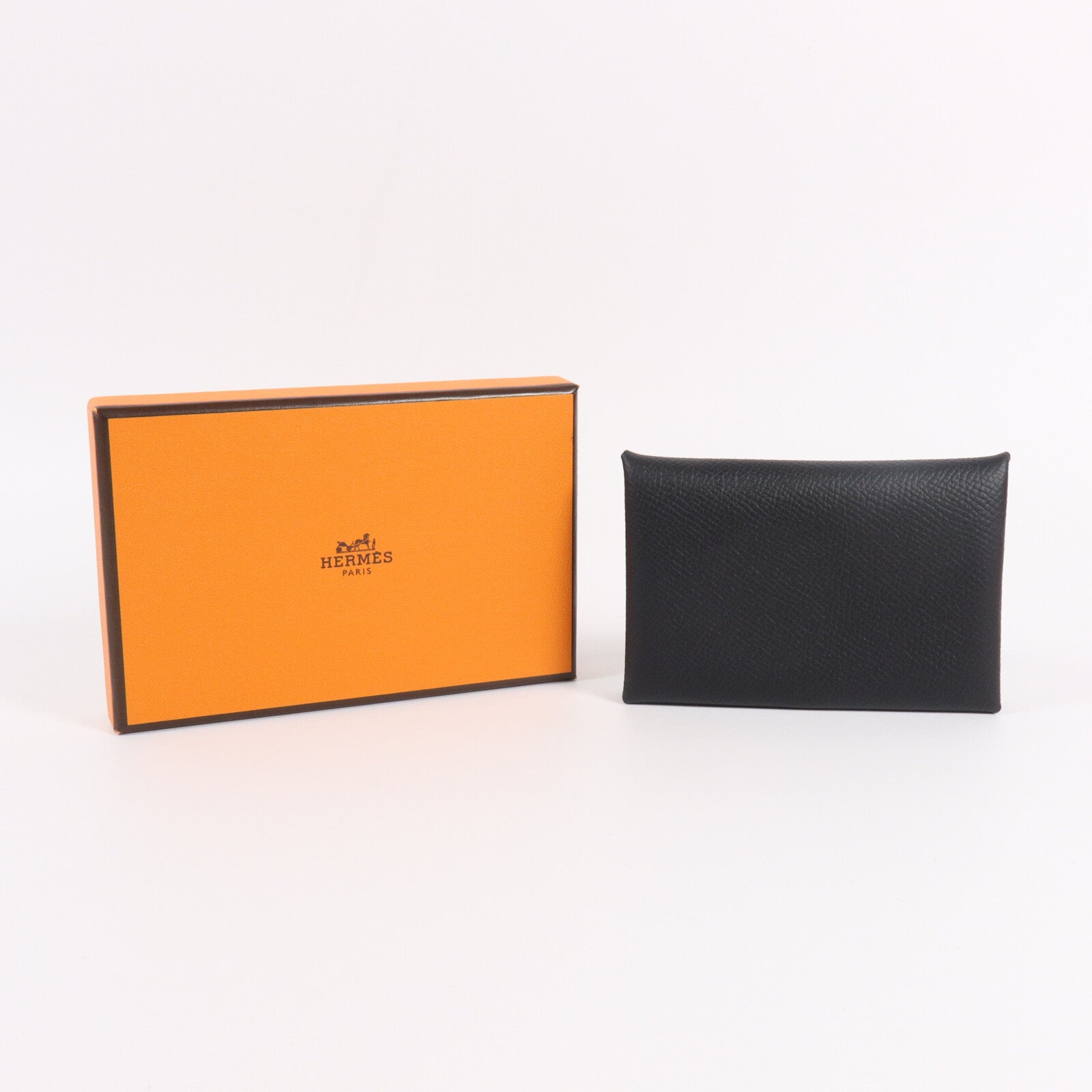 HERMES Epsom皮革Calvi Card Holder卡片套Noir
