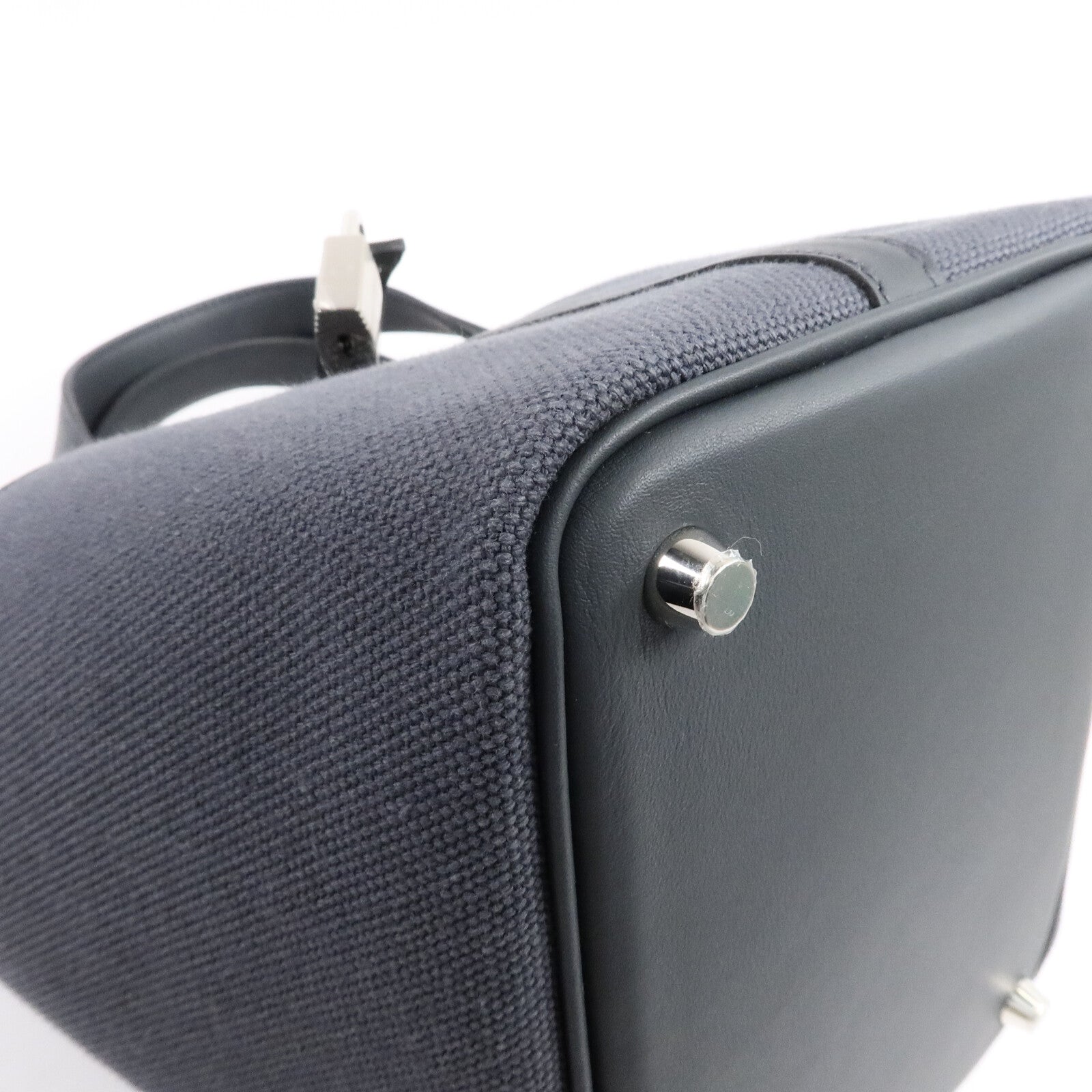 HERMES 帆布/皮革Picotin Cargo PM手挽袋Ardoise