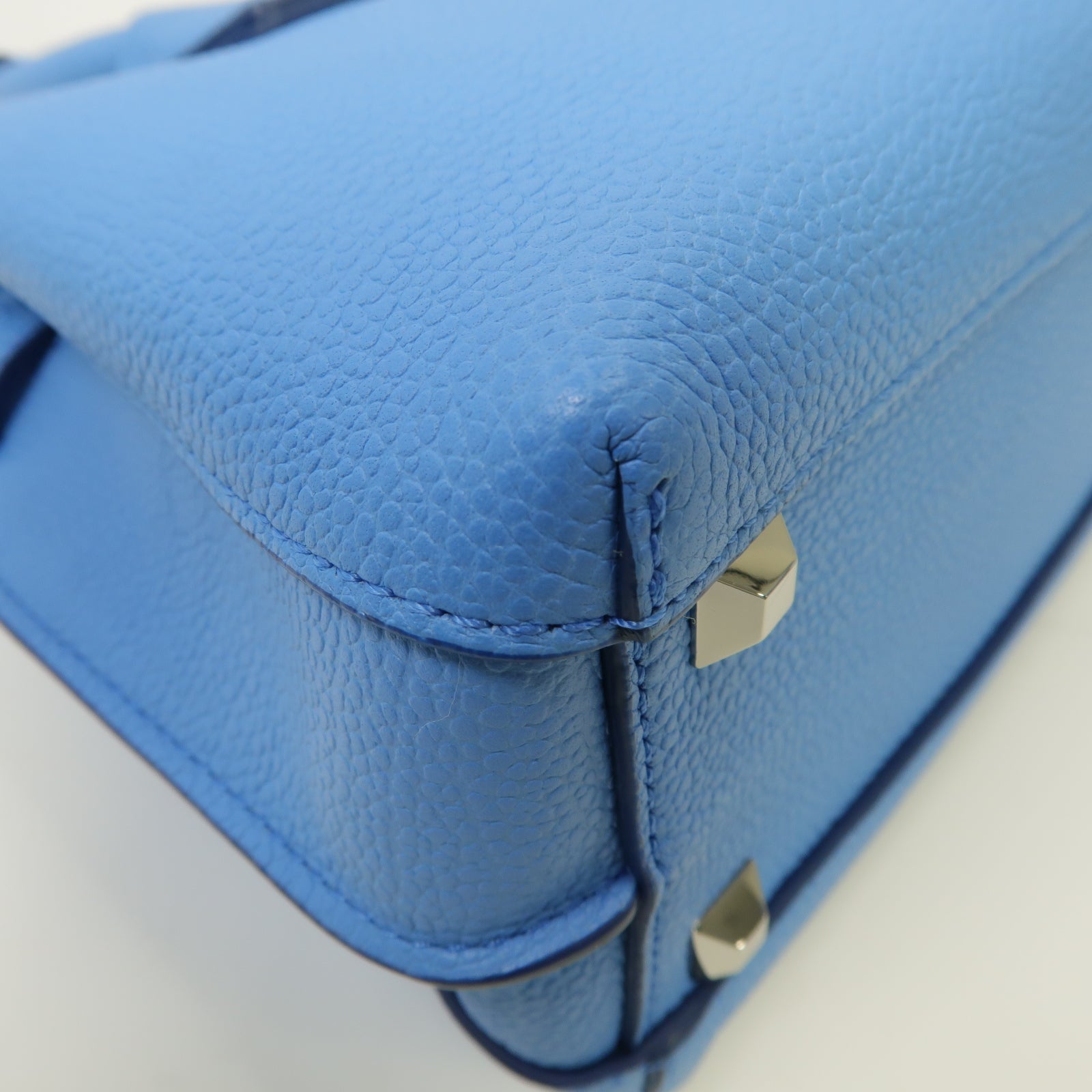 MCM 牛皮皮革2way Shoulder Bag銀扣手挽肩背兩用袋藍色