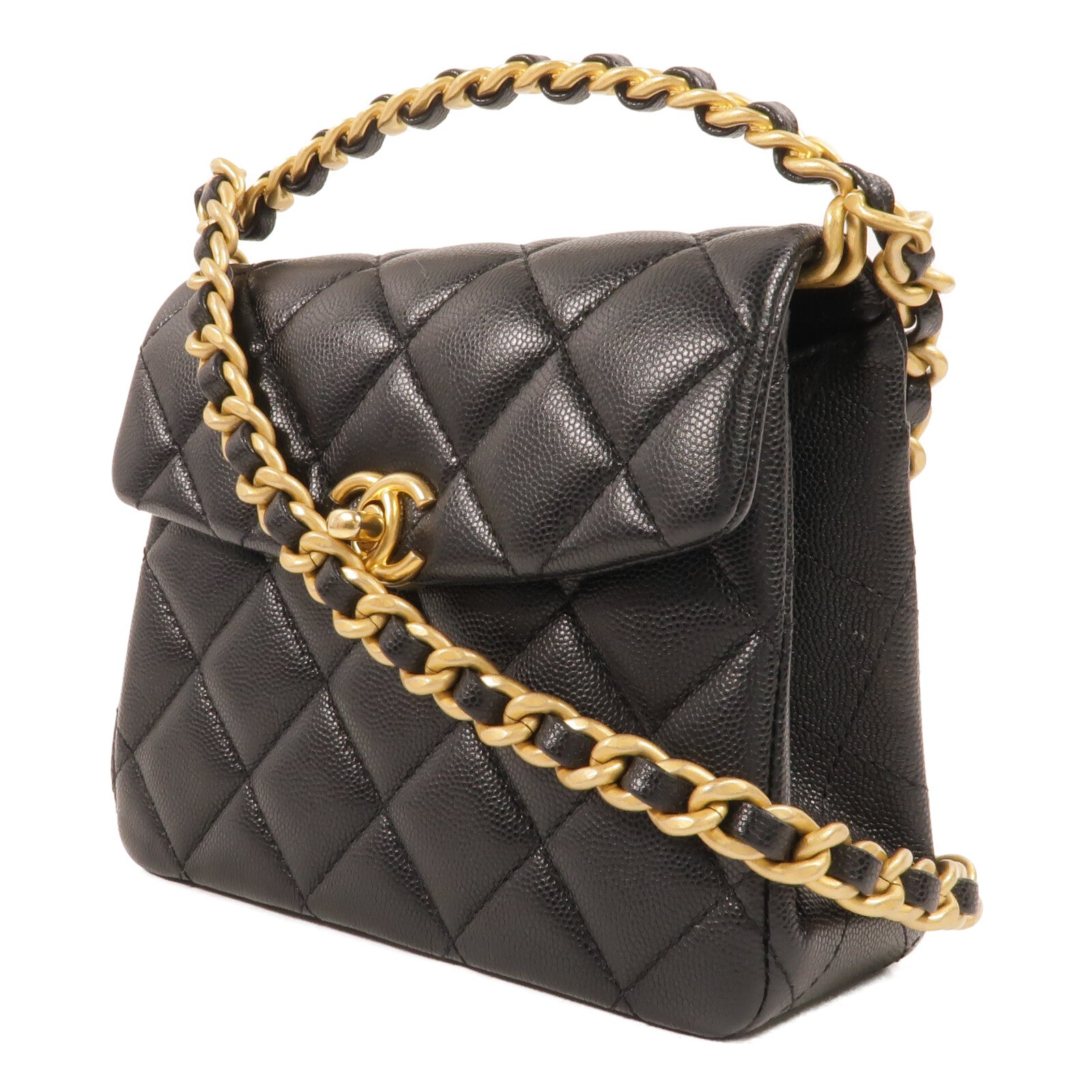 CHANEL 牛皮皮革Chain Shoulder鏈帶手挽肩背兩用袋