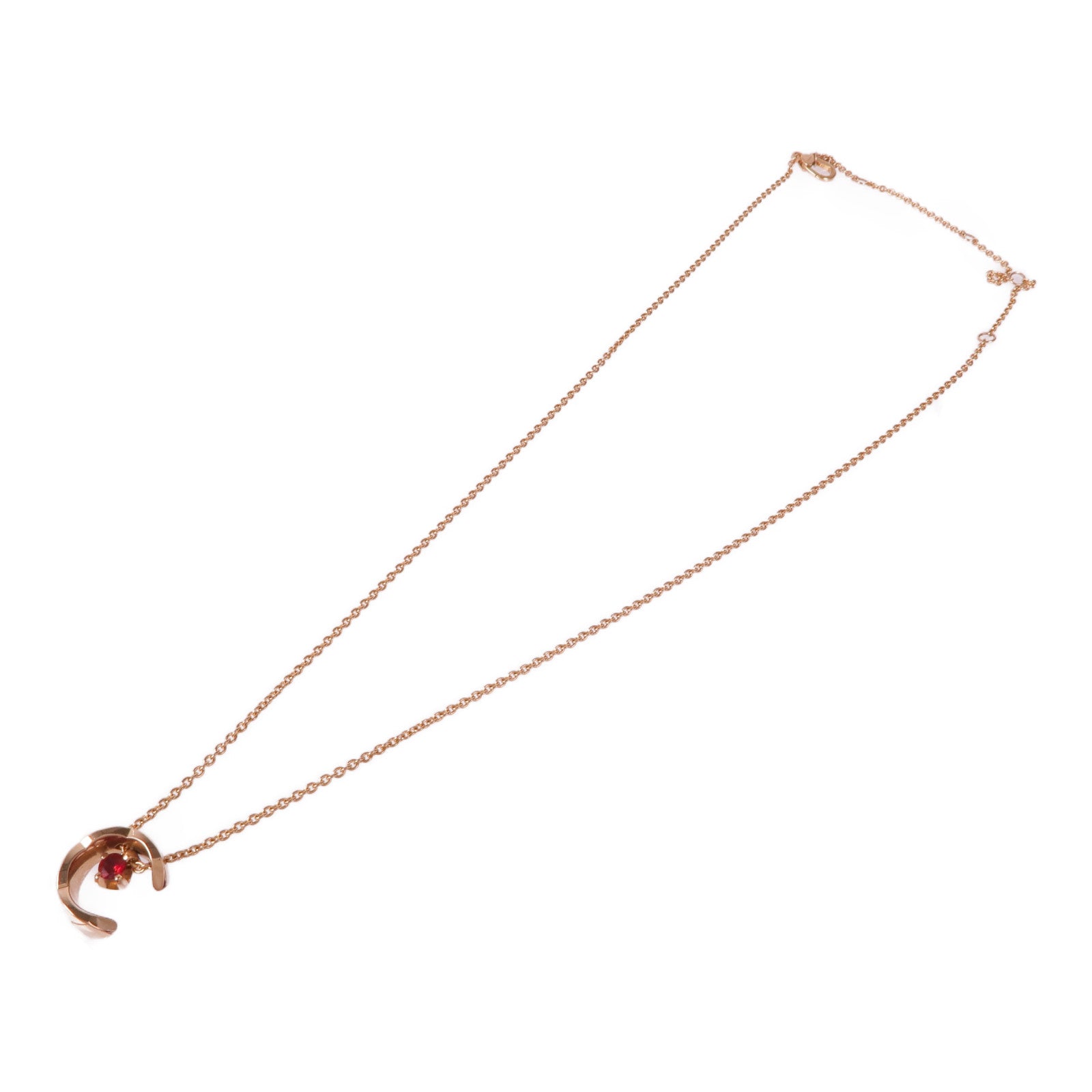 CHANEL 18K玫瑰金Coco Necklace紅寶石/鑽石項鍊