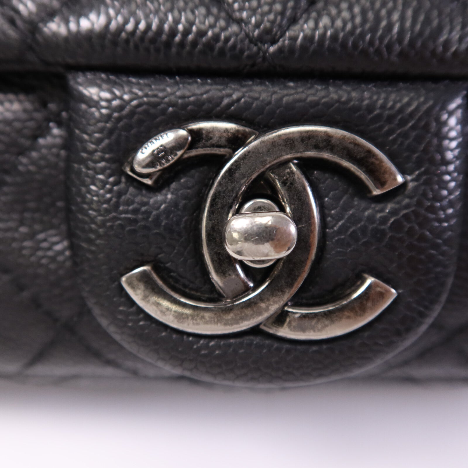 CHANEL 牛皮皮革Chain Shoulder Bag銀扣鏈帶肩背袋