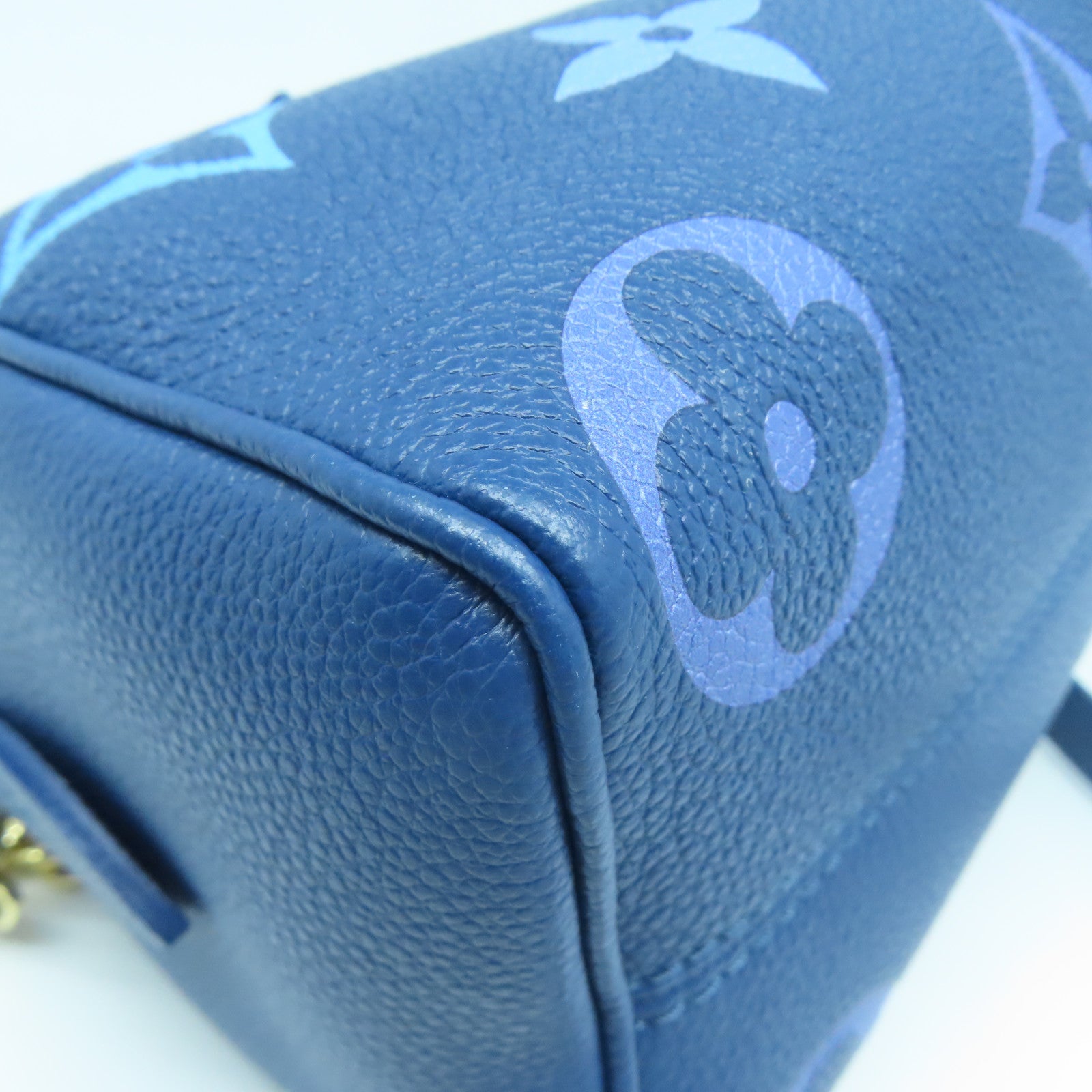 LOUIS VUITTON Monogram Empreinte Speedy Bandouliere 20金扣手挽肩背兩用袋藍色