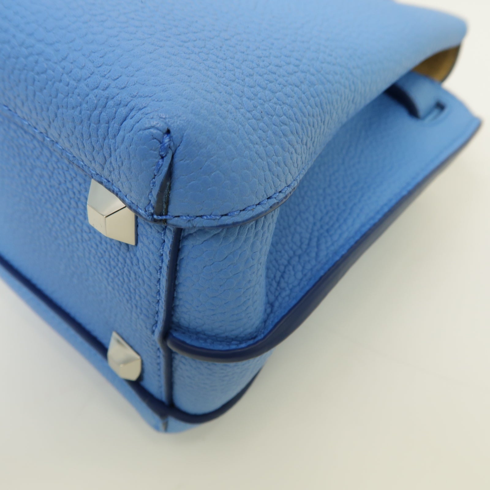MCM 牛皮皮革2way Shoulder Bag銀扣手挽肩背兩用袋藍色