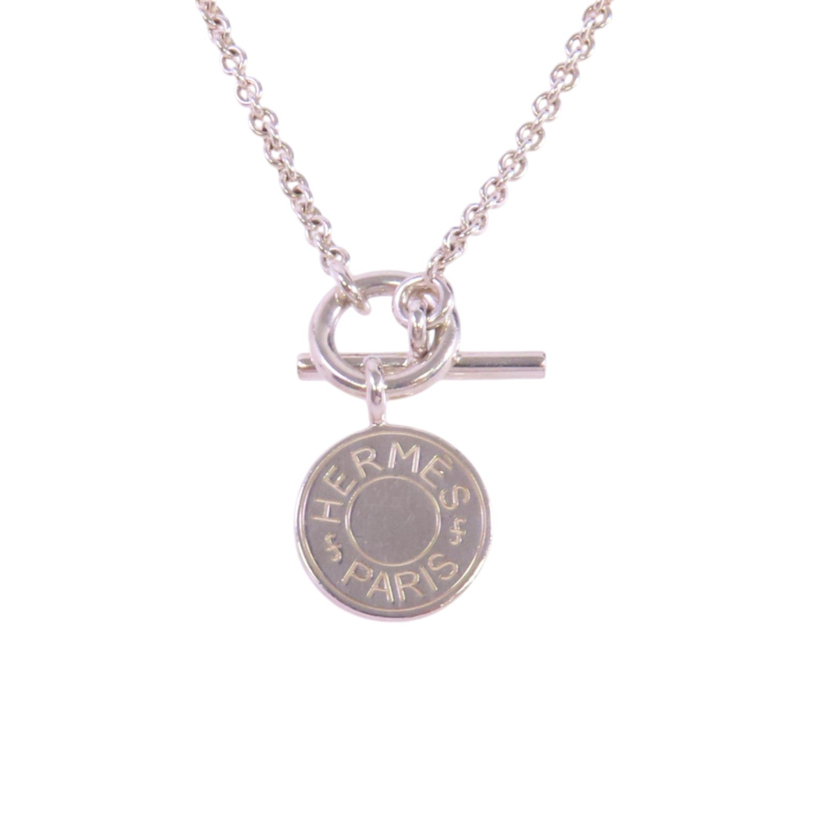 HERMES 925純銀Amulettes Ex-Libris Necklace銀扣項鏈