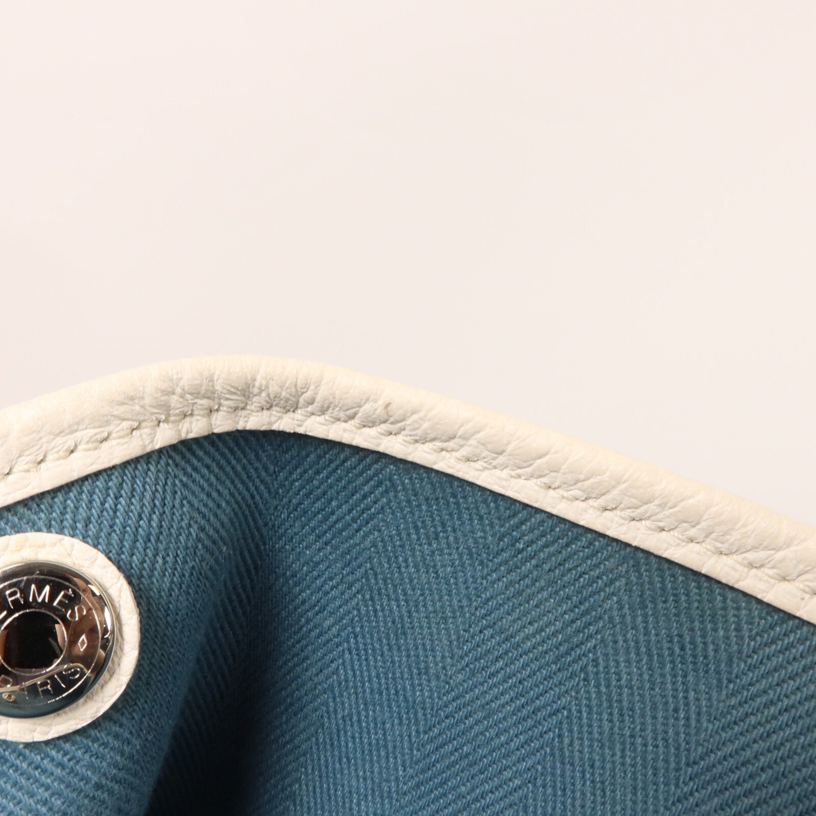 HERMES 帆布Garden Party PM手挽袋Blue/White