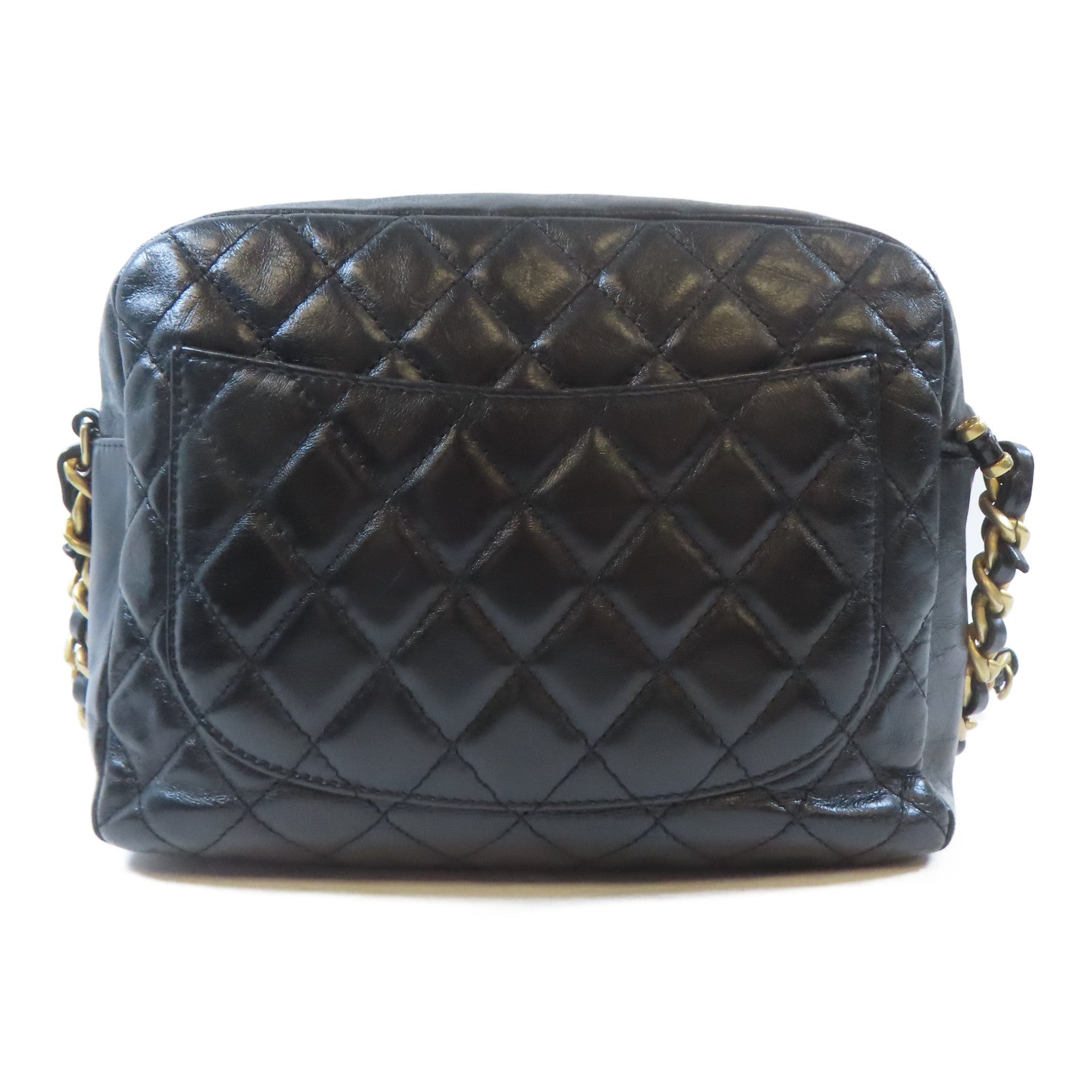 CHANEL 菱格牛皮皮革Shoulder Bag金扣肩背袋黑色