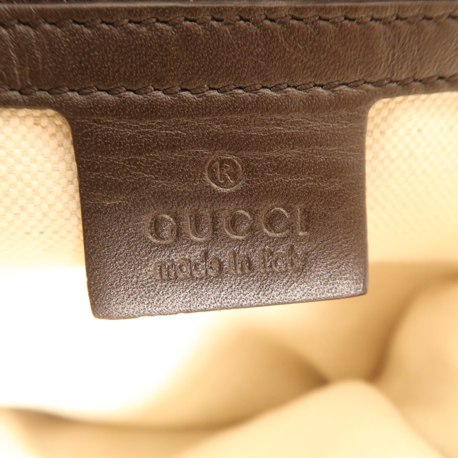 GUCCI 帆布/皮革Scarletti金扣手挽袋