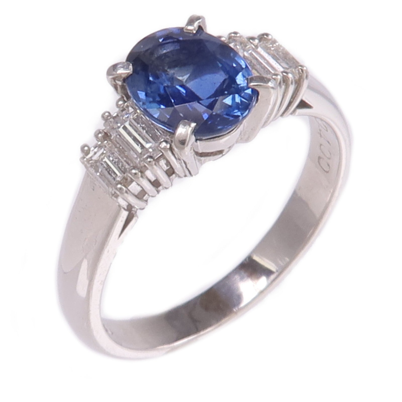 JEWELRY PT900鉑金Sapphire Diamond Ring藍寶石/鑽石戒指US#6.5