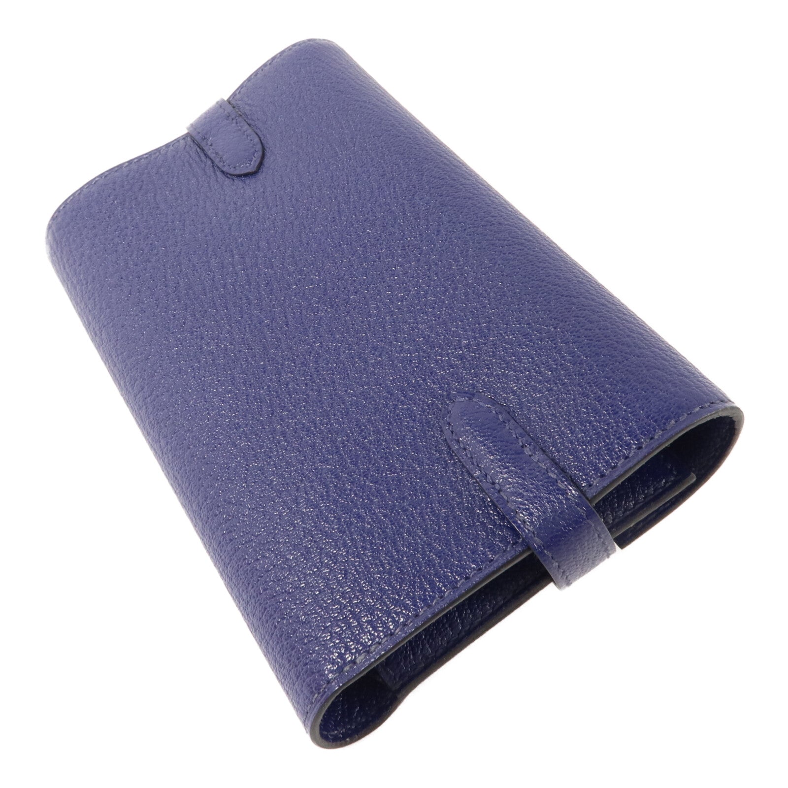 HERMES Chevre皮革Kelly Depliant Medium Wallet錢包Bleu Encre