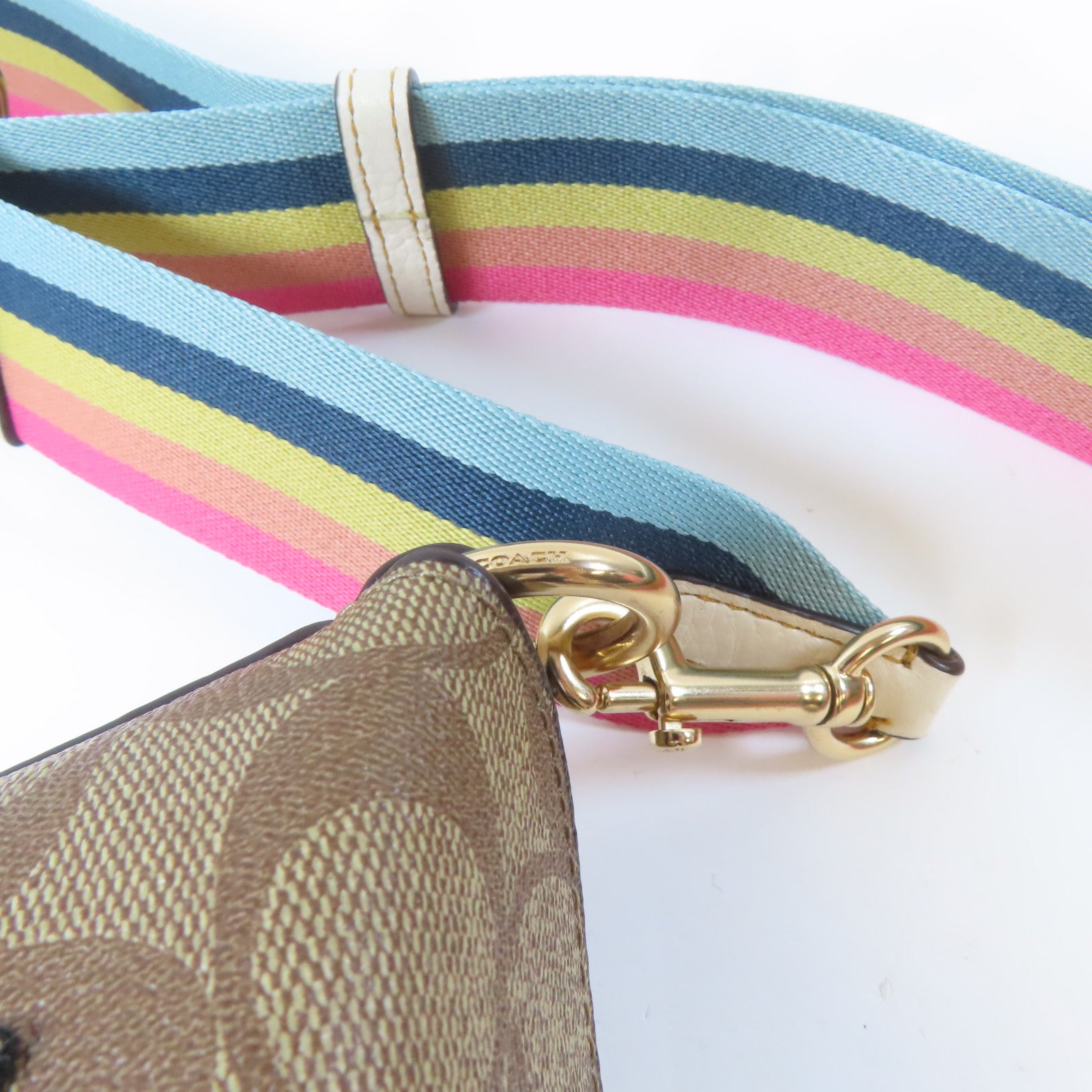 COACH 塗層帆布Shoulder Bag金扣肩背袋啡色
