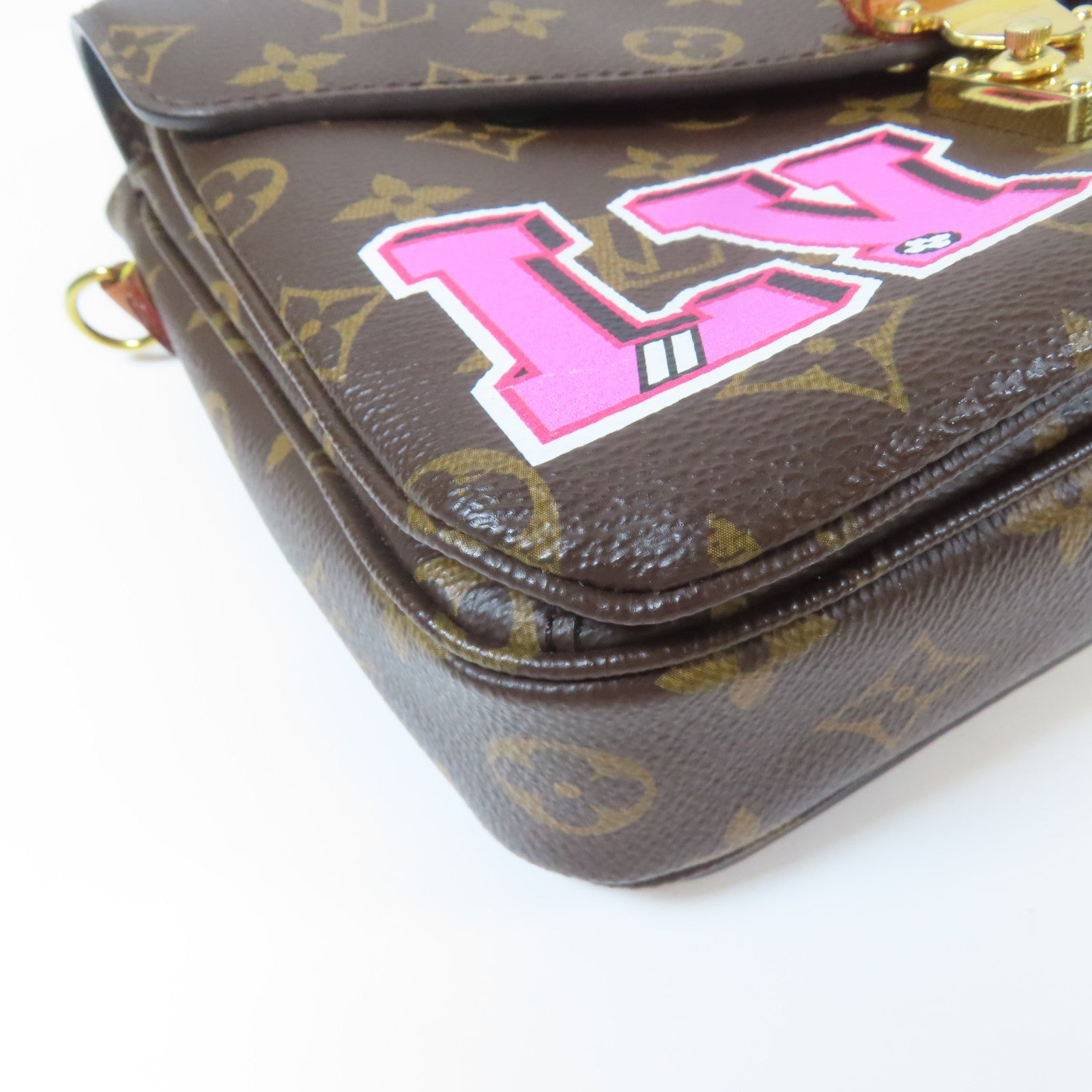 LOUIS VUITTON Monogram Patches Pochette Metis MM金扣手挽肩背兩用袋啡色