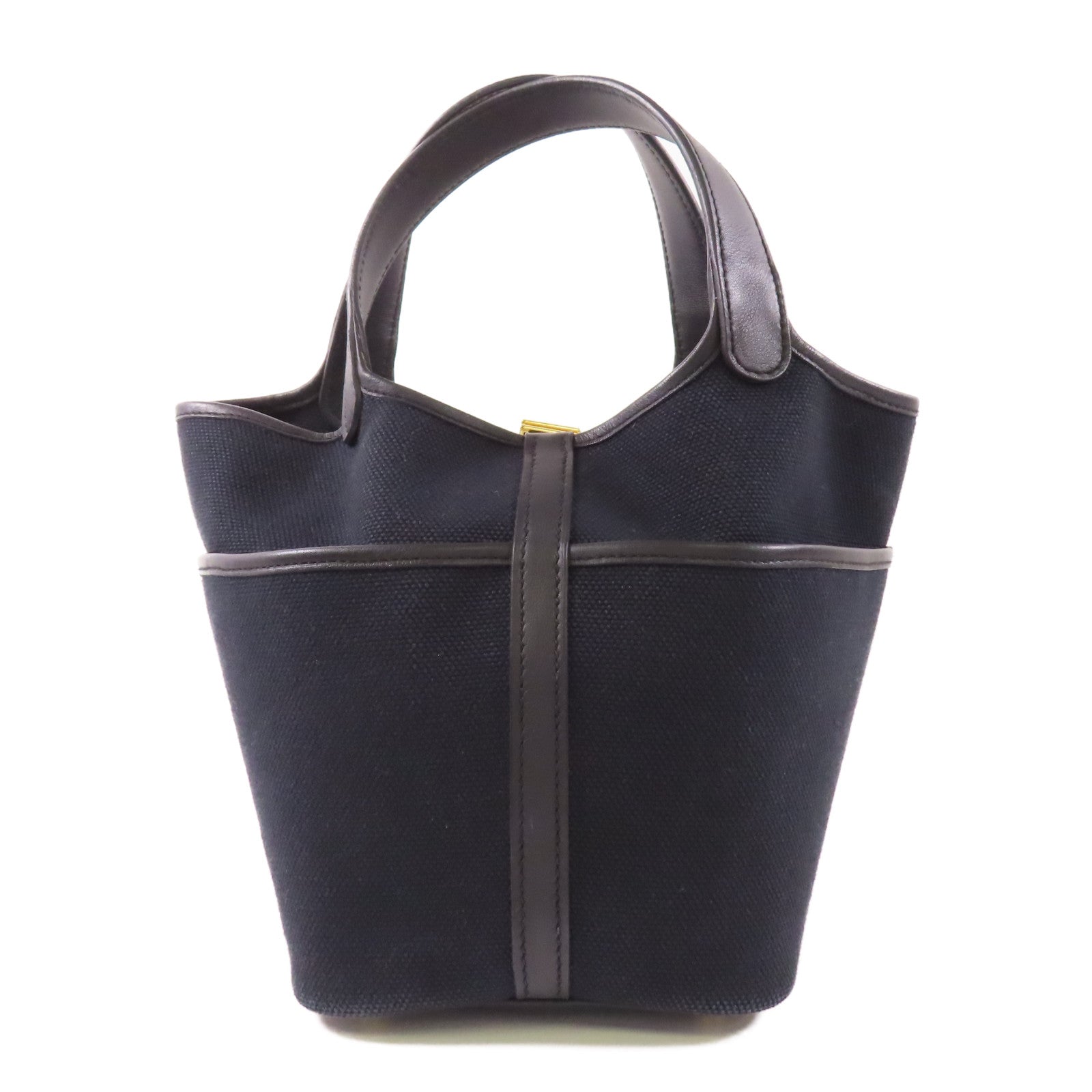 HERMES 帆布/Swift皮革Picotin PM Cargo金扣手挽袋Noir