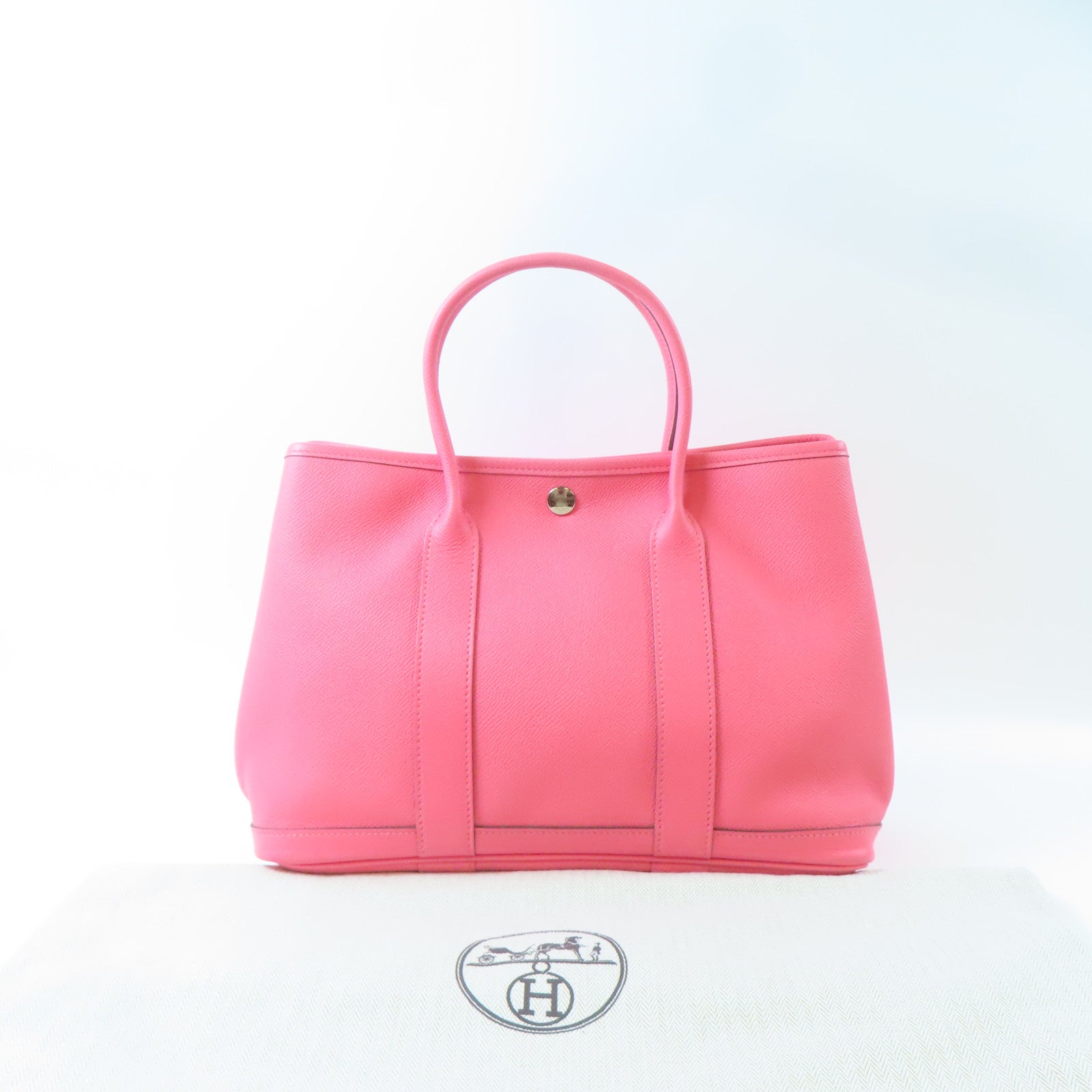 HERMES Veau Epsom皮革Garden Party TPM銀扣手挽袋Rose Azalee/桃色