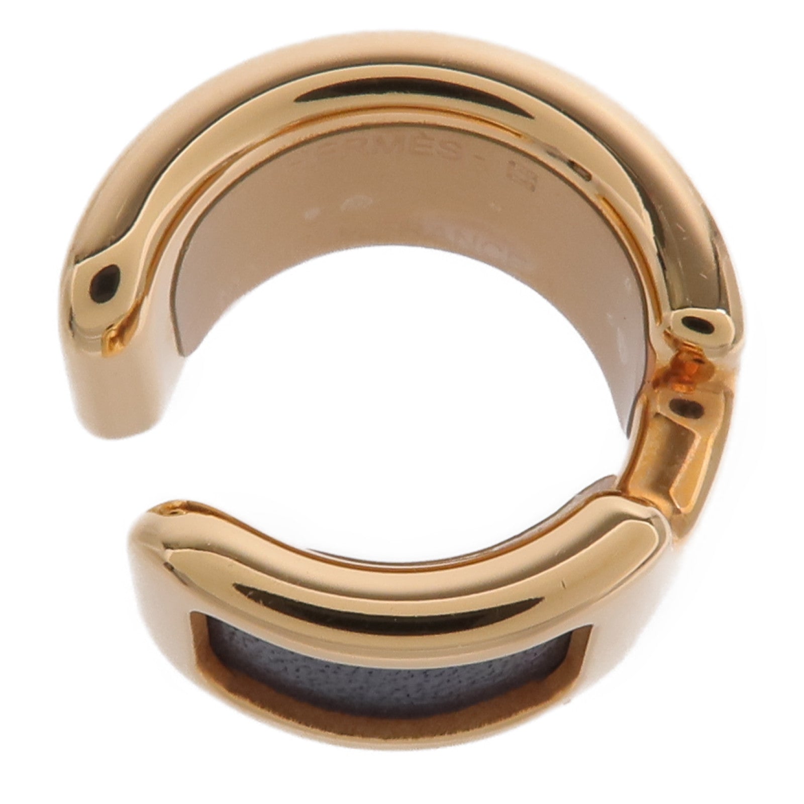 HERMES 金屬/Box Calf皮革Olympe Ear Cuff耳夾Bleu Nuit