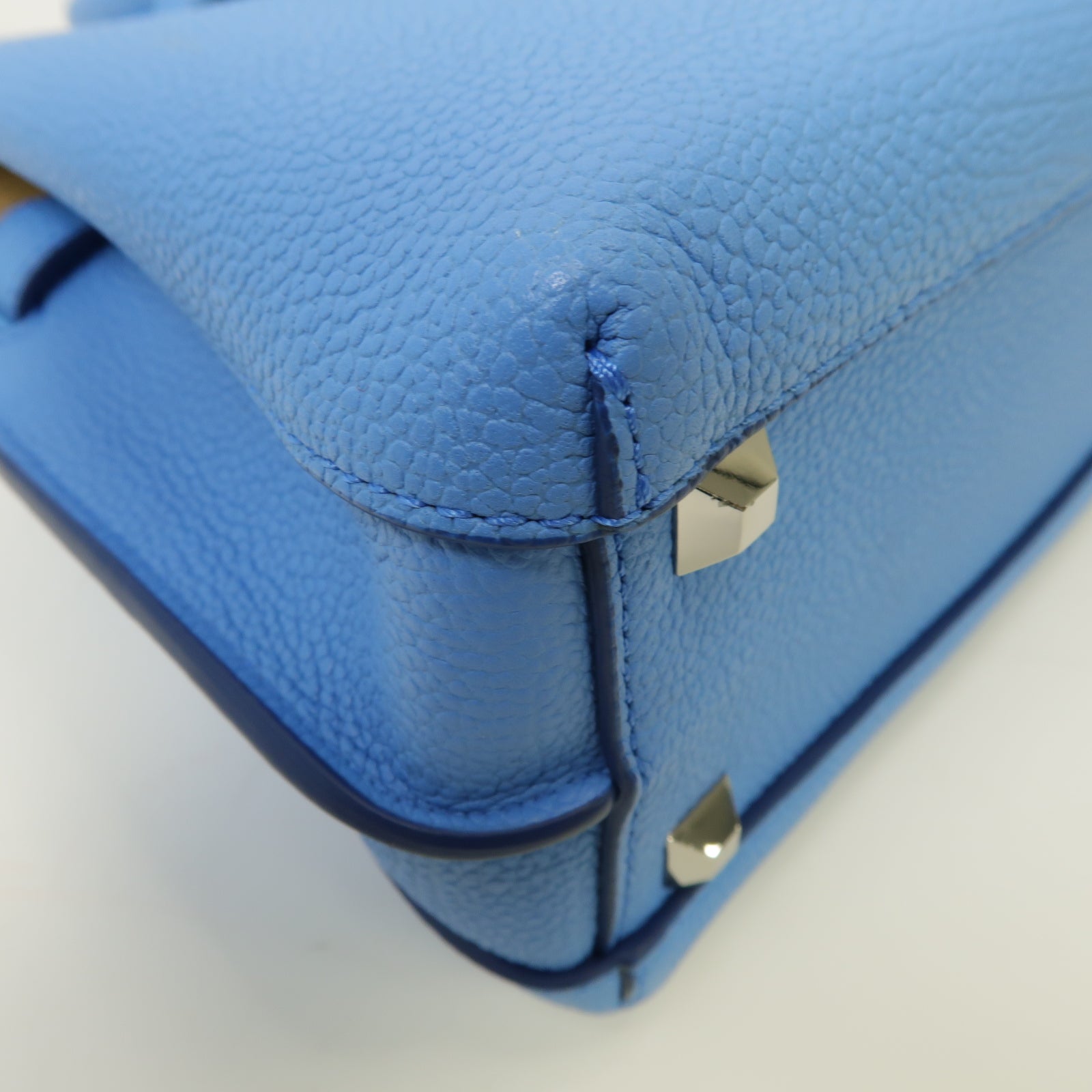 MCM 牛皮皮革2way Shoulder Bag銀扣手挽肩背兩用袋藍色