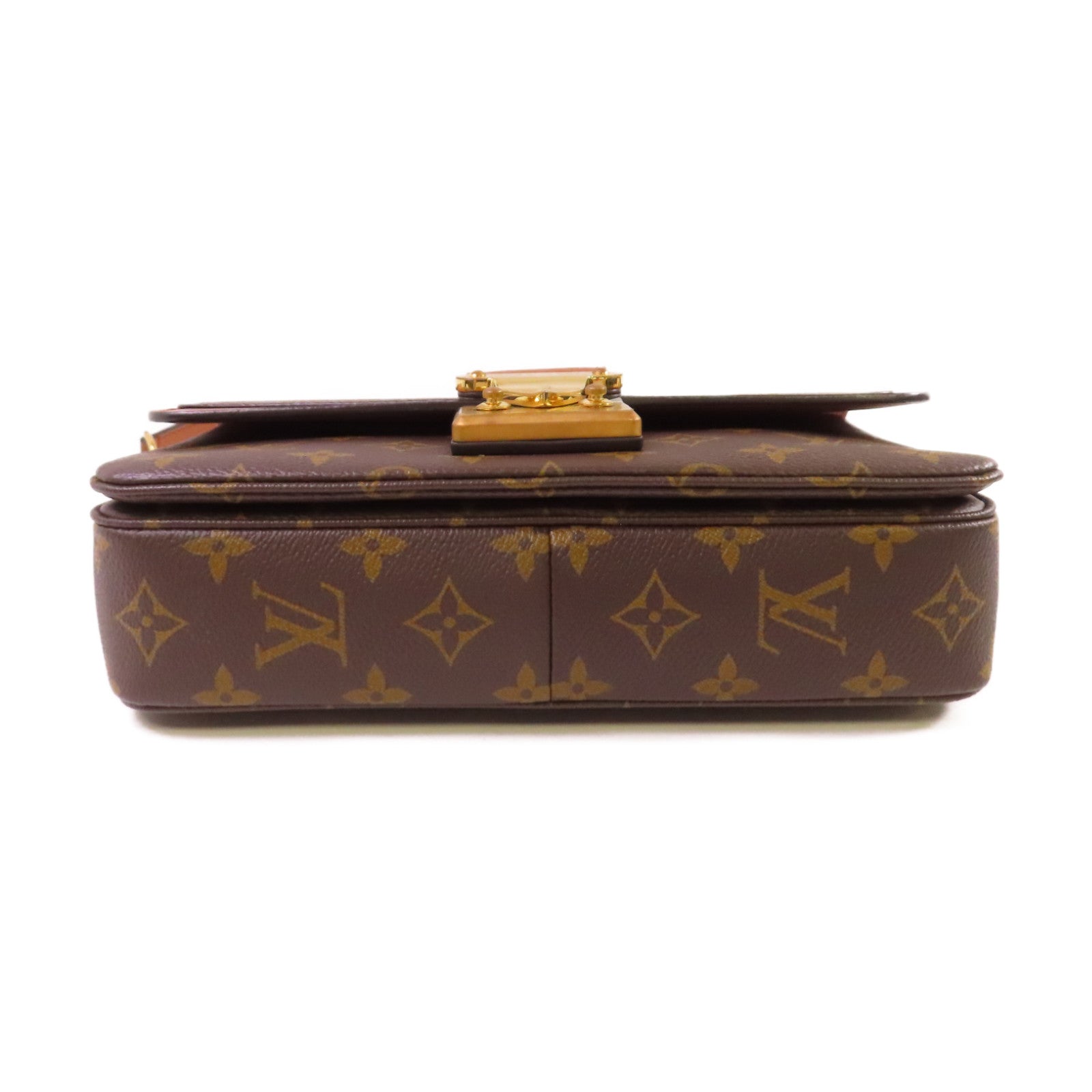 LOUIS VUITTON Monogram Marcear Shoulder Bag金扣鏈帶肩背袋啡色