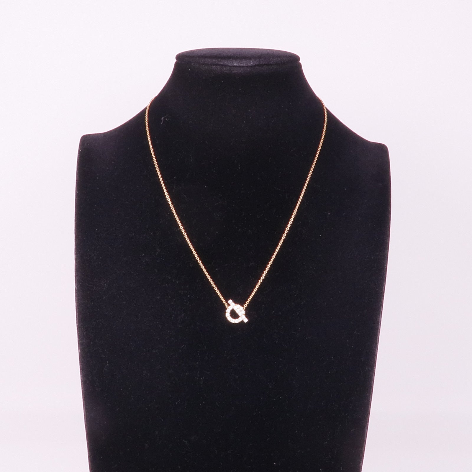 HERMES 18K玫瑰金Finesse Pendant鑽石項鍊