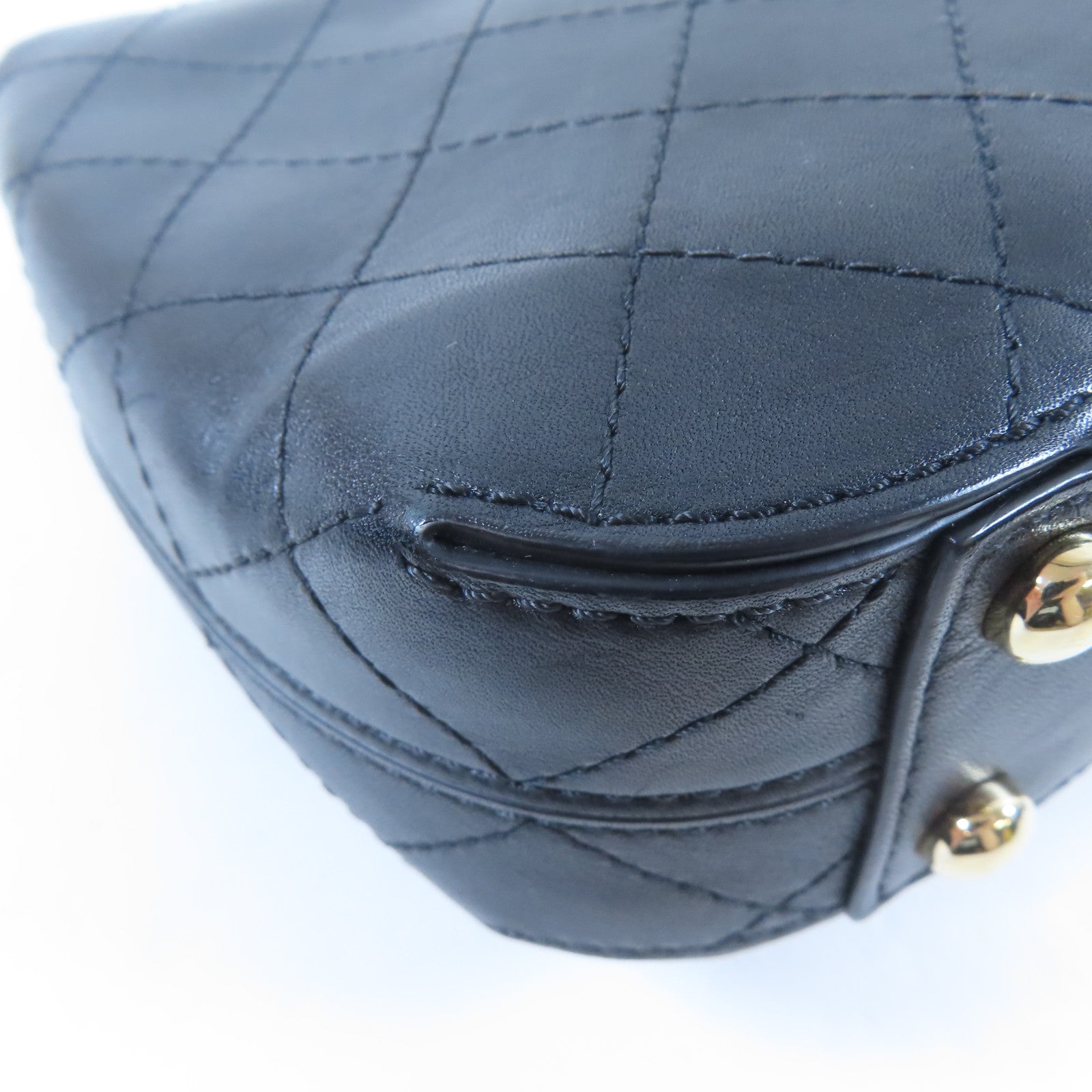 CHANEL 【激減優惠】菱格牛皮皮革CC Stitched Flap金扣鏈帶肩背袋黑色