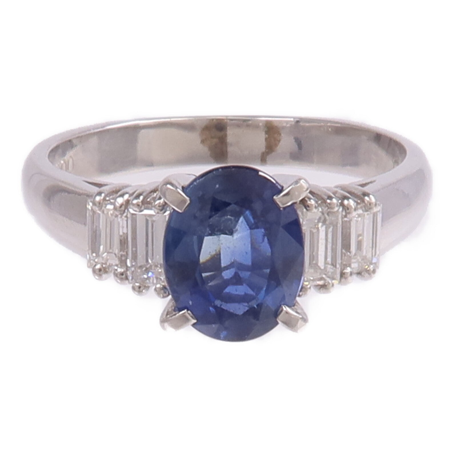 JEWELRY PT900鉑金Sapphire Diamond Ring藍寶石/鑽石戒指US#6.5
