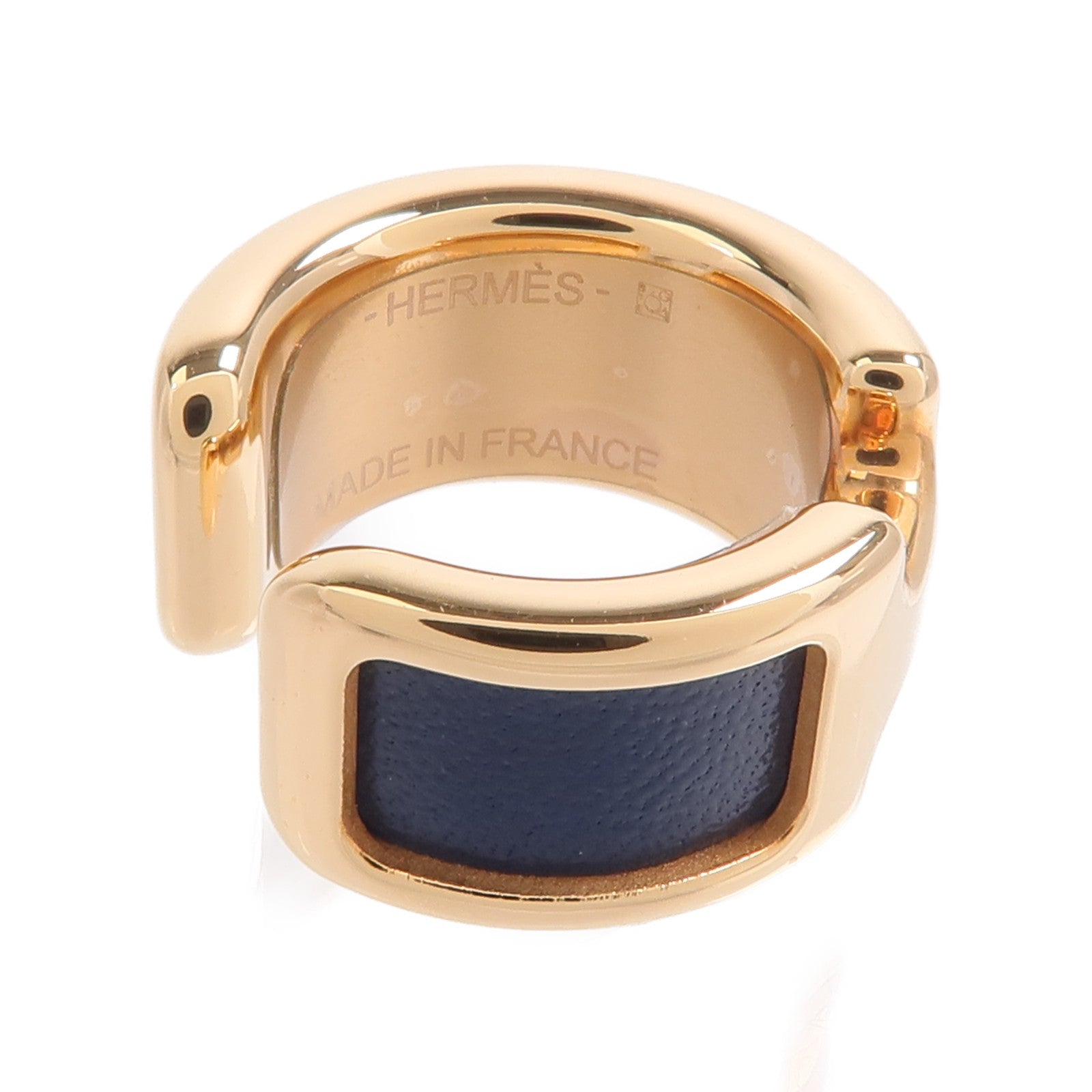 HERMES 金屬/Box Calf皮革Olympe Ear Cuff耳夾Bleu Nuit