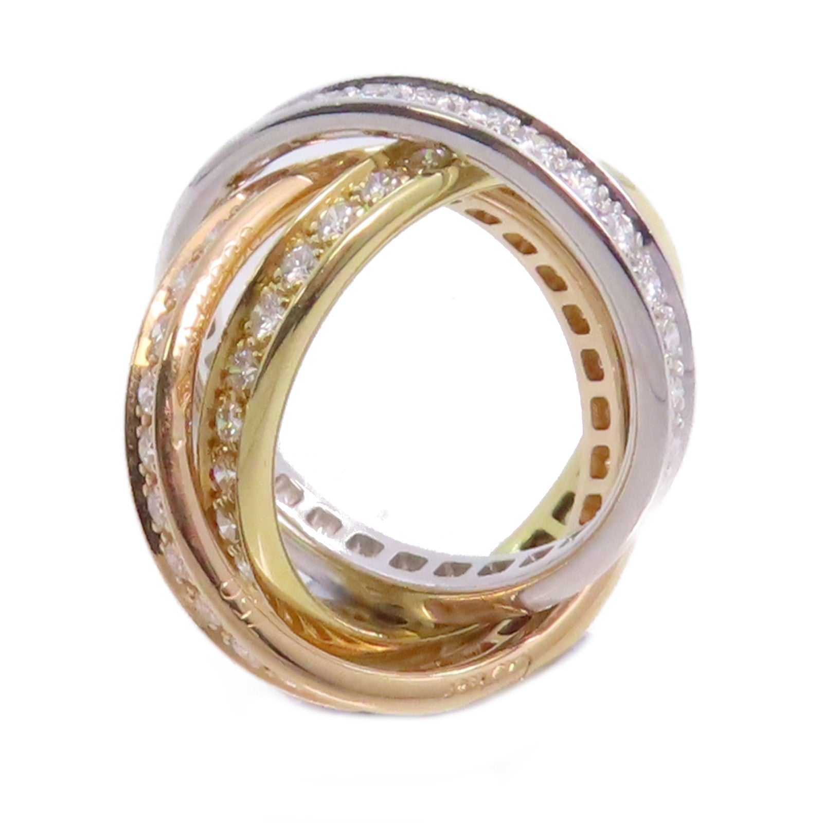 CARTIER 18K黃金/玫瑰金/白金/鑽石Trinity Ring 3Diamond Ring戒指Cartier#43/US#2.5