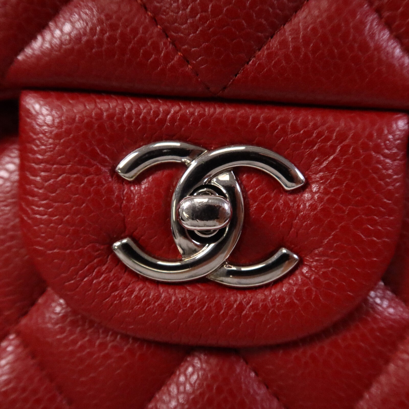 CHANEL 牛皮皮革Large Classic銀扣鏈帶肩背袋