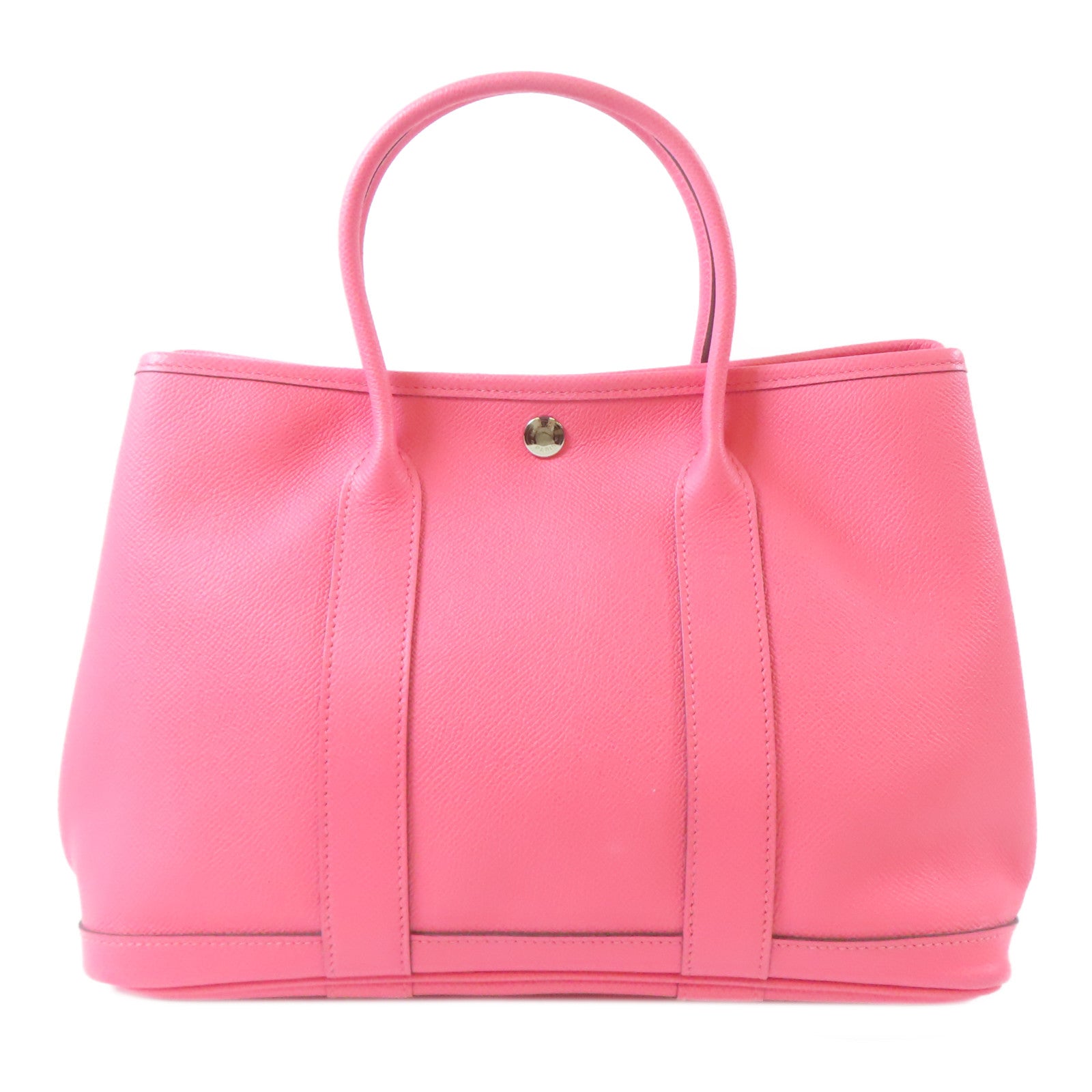 HERMES Veau Epsom皮革Garden Party TPM銀扣手挽袋Rose Azalee/桃色