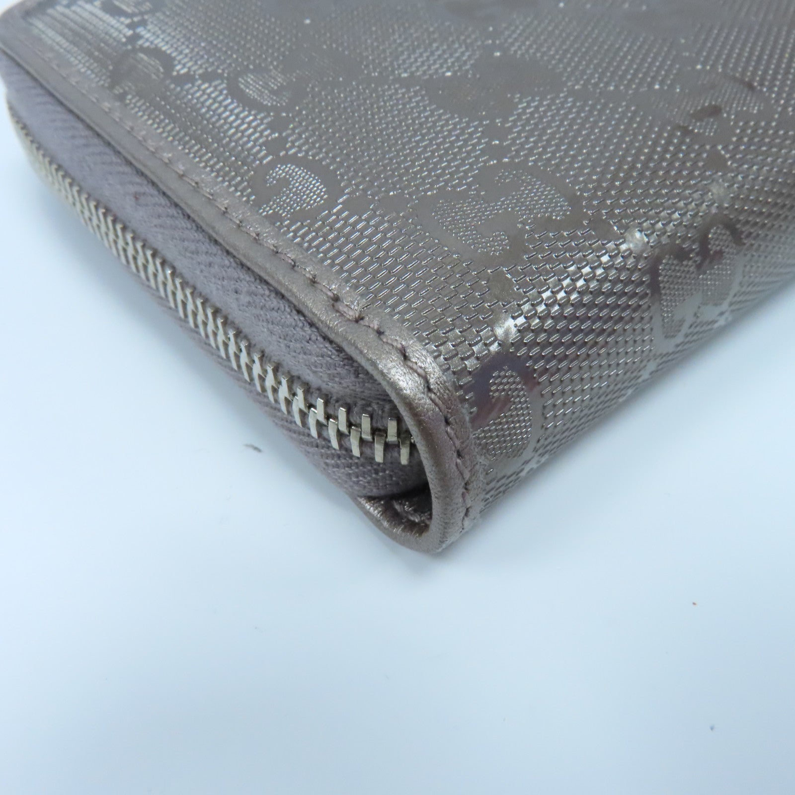 GUCCI 塗層帆布Long Wallet銀扣長錢包米色