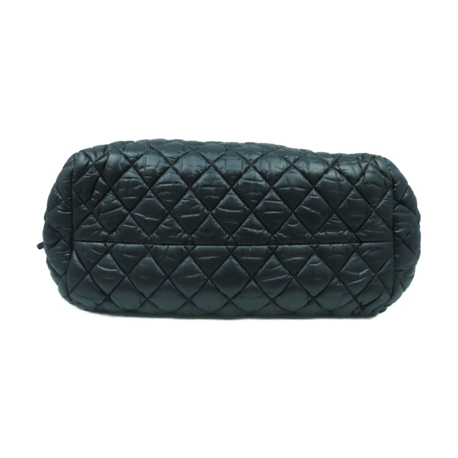 CHANEL 【清倉大減價】菱格尼龍Coco Cocoon銀扣手挽袋黑色
