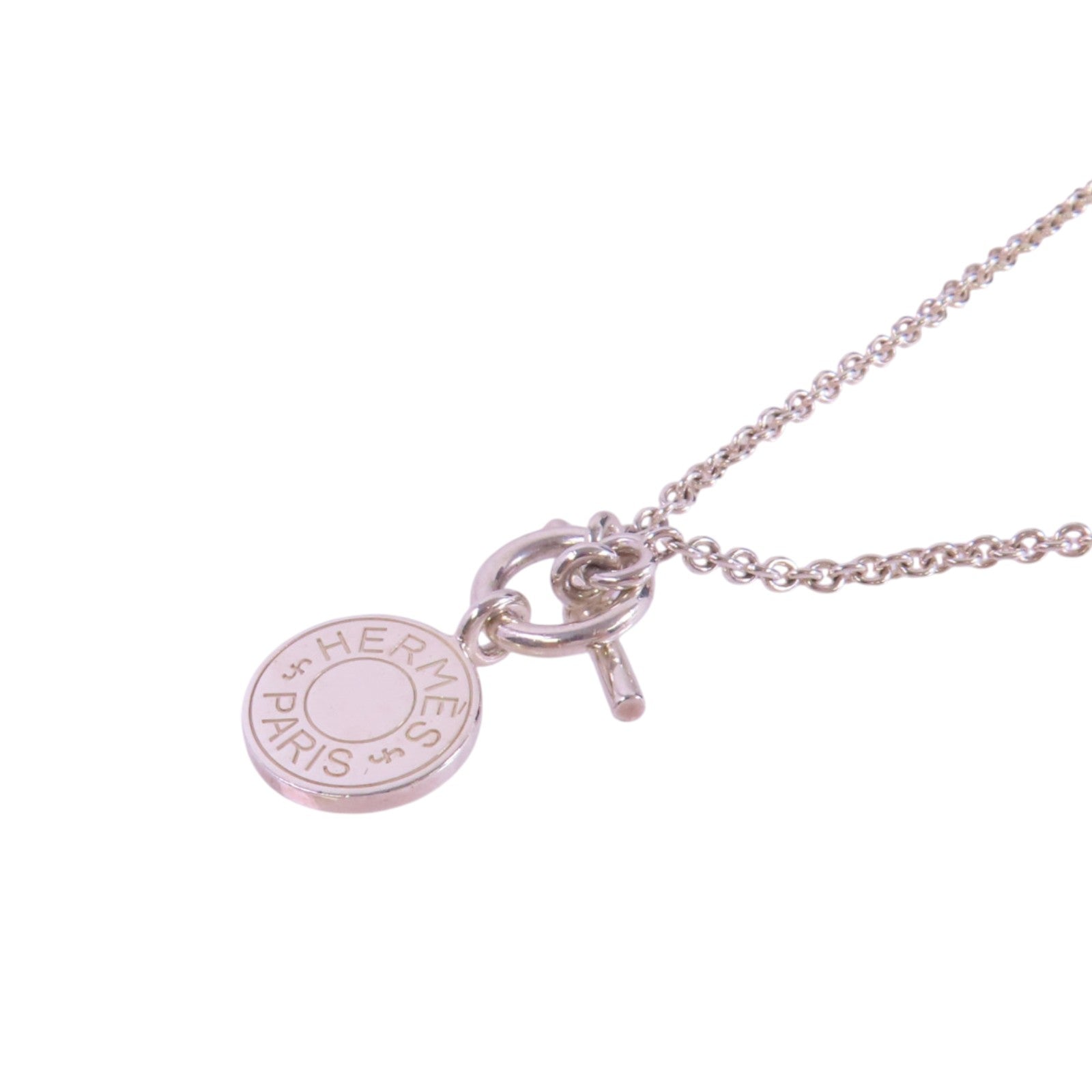 HERMES 925純銀Amulettes Ex-Libris Necklace銀扣項鏈