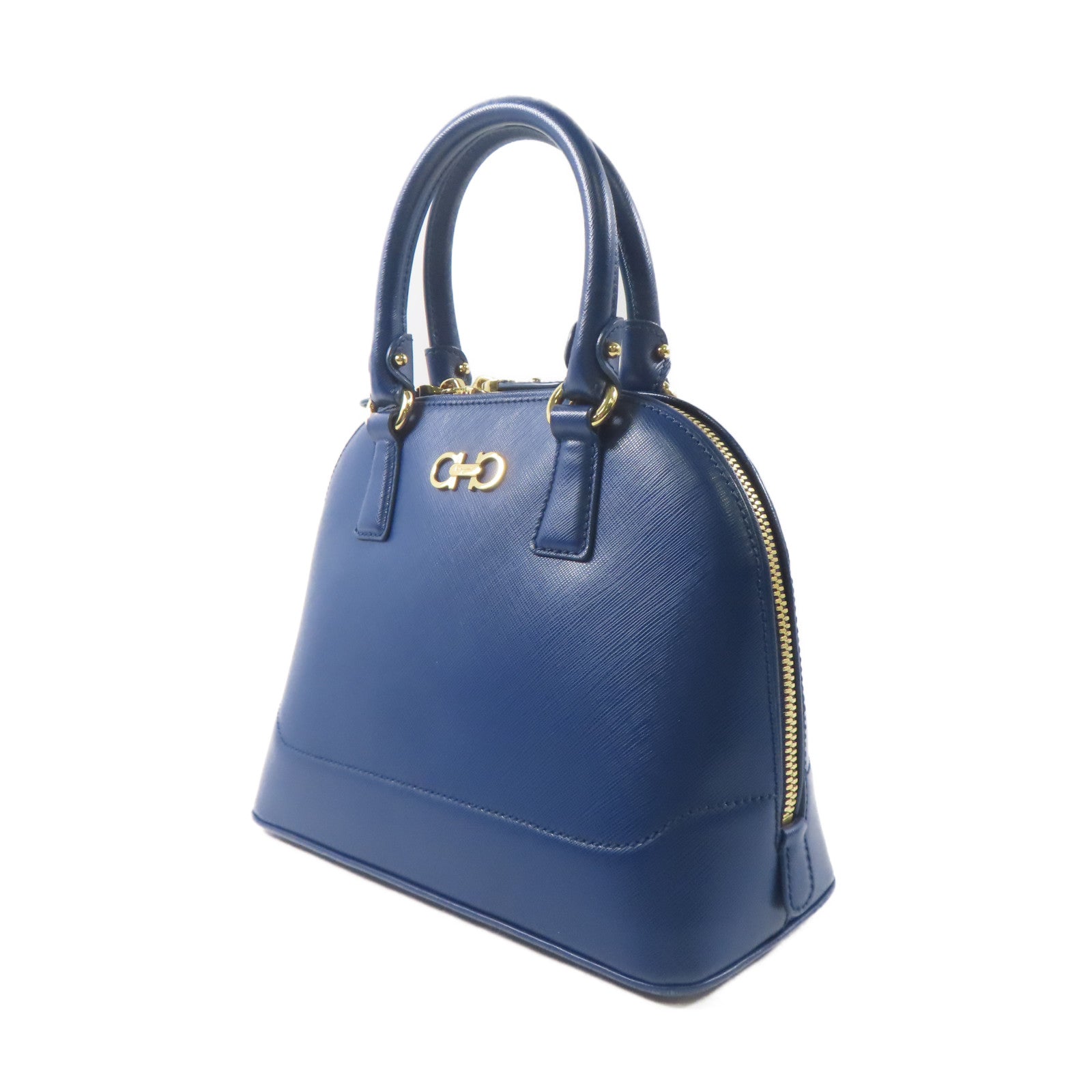 Salvatore Ferragamo 牛皮皮革2 Way Shoulder金扣手挽肩背兩用袋藍色