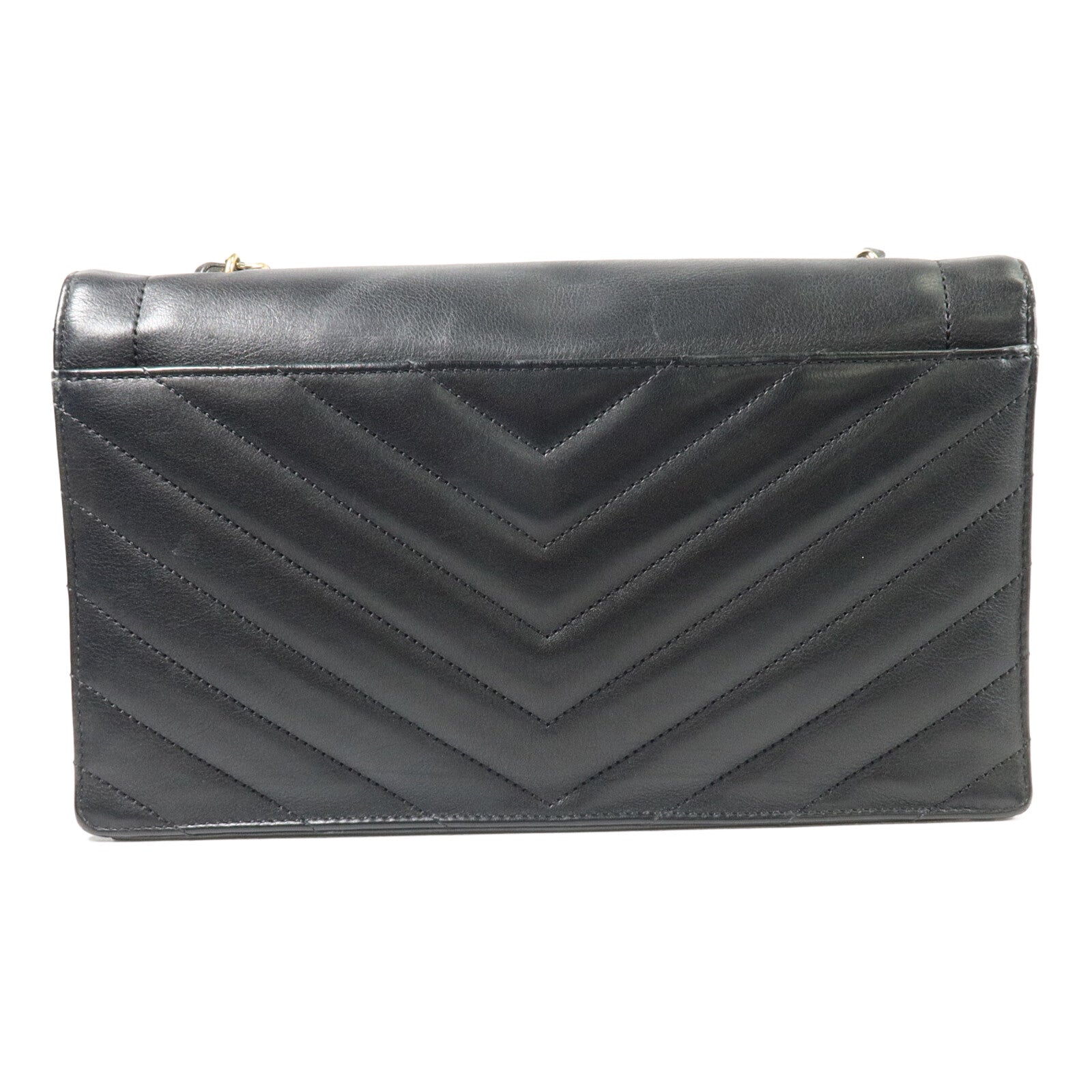 CHANEL 牛皮皮革Large Chevron Flap Bag鏈帶肩背袋