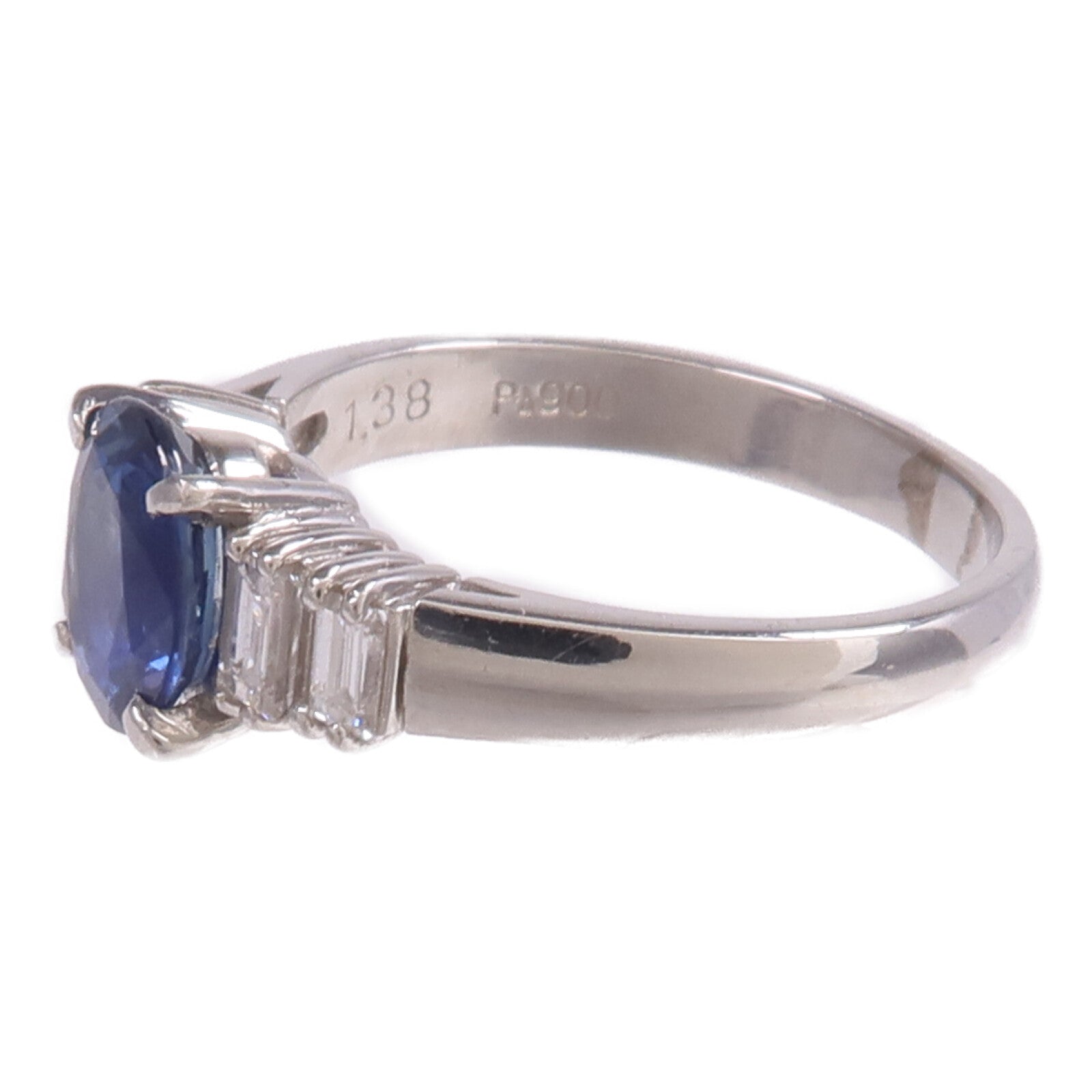JEWELRY PT900鉑金Sapphire Diamond Ring藍寶石/鑽石戒指US#6.5