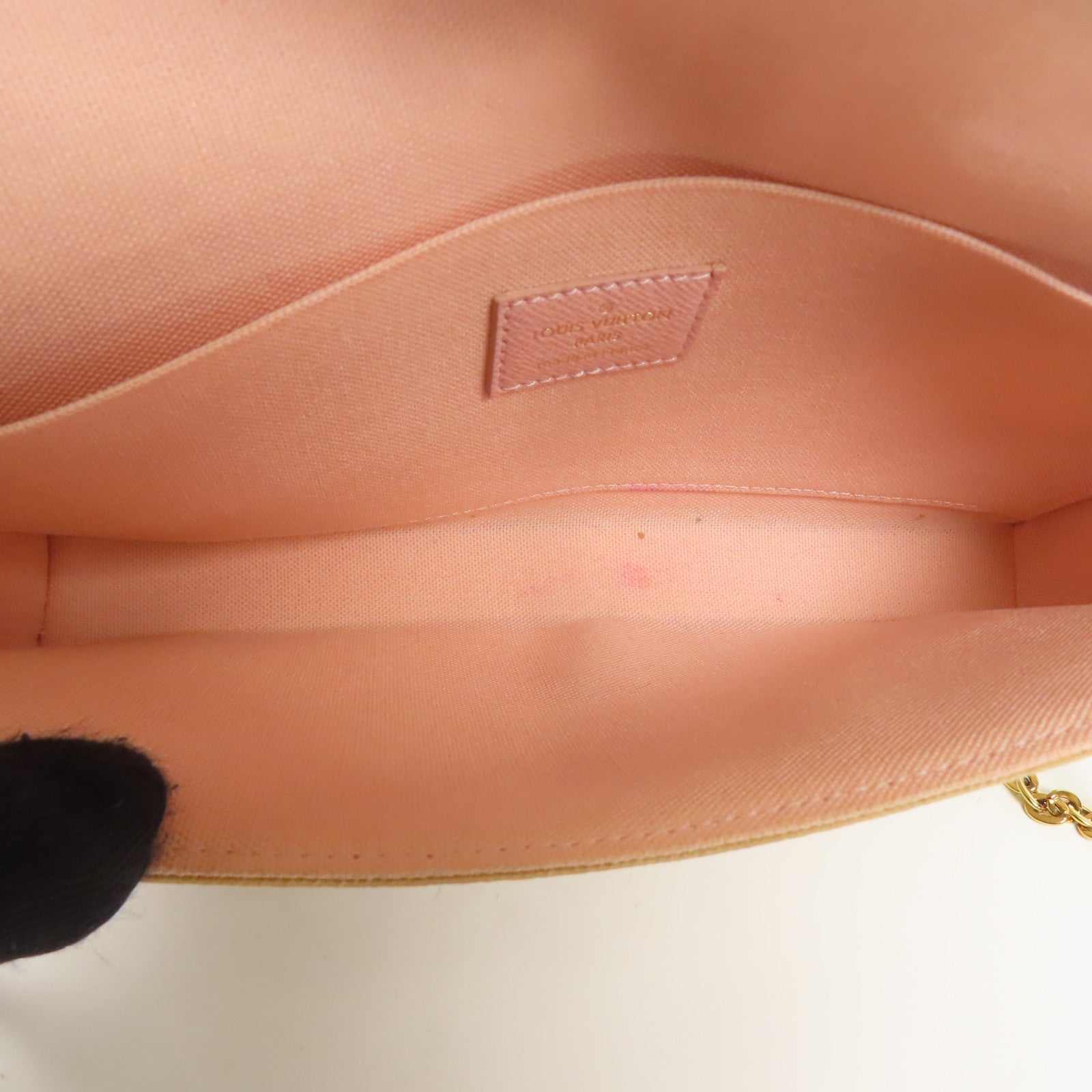 LOUIS VUITTON Damier Azur Felicie Pochette金扣鏈帶肩背袋