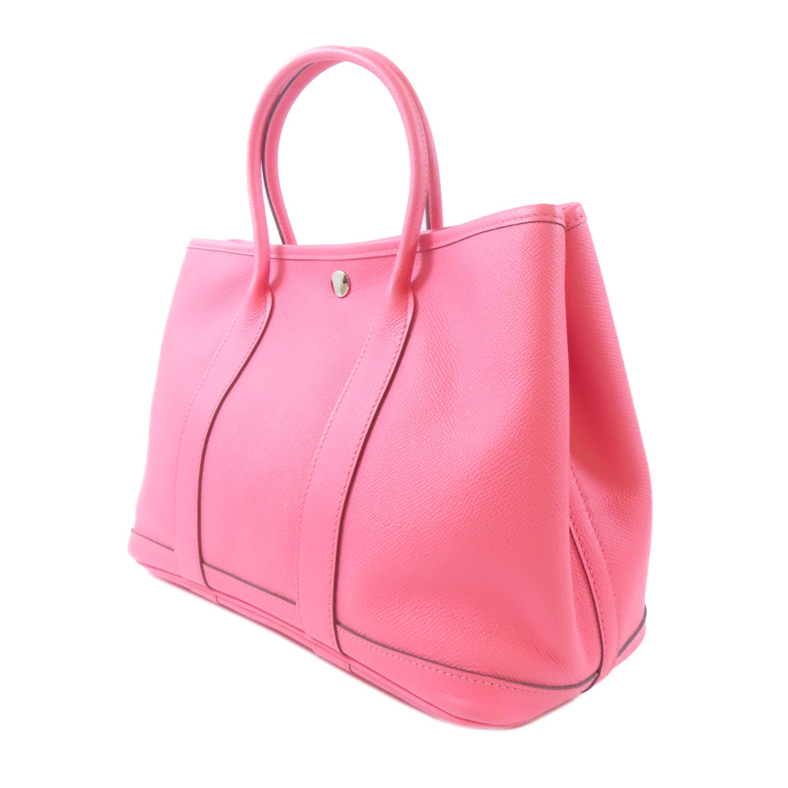 HERMES Veau Epsom皮革Garden Party TPM銀扣手挽袋Rose Azalee/桃色