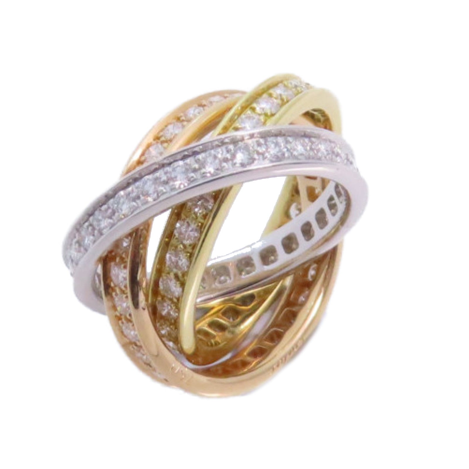 CARTIER 18K黃金/玫瑰金/白金/鑽石Trinity Ring 3Diamond Ring戒指Cartier#43/US#2.5