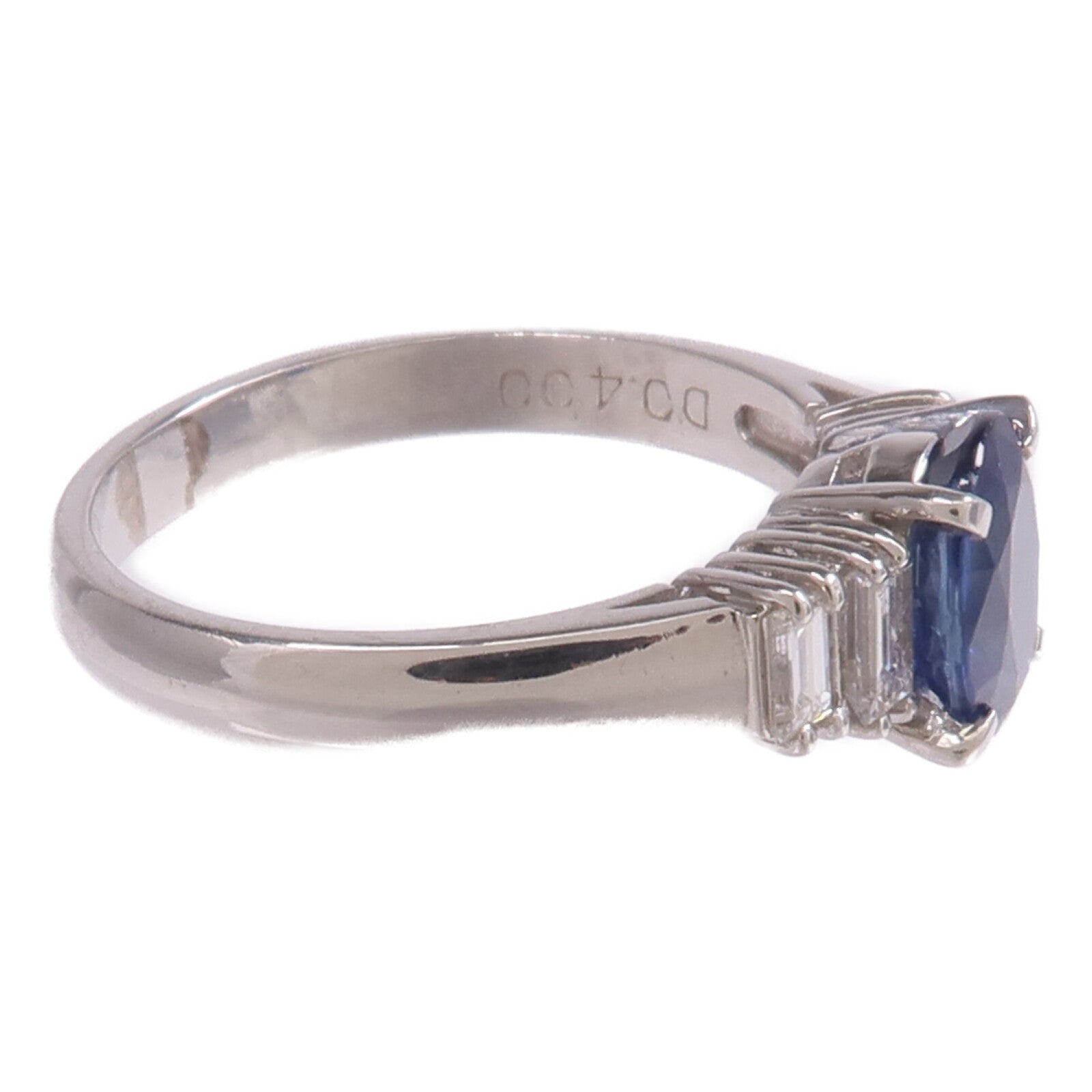 JEWELRY PT900鉑金Sapphire Diamond Ring藍寶石/鑽石戒指US#6.5