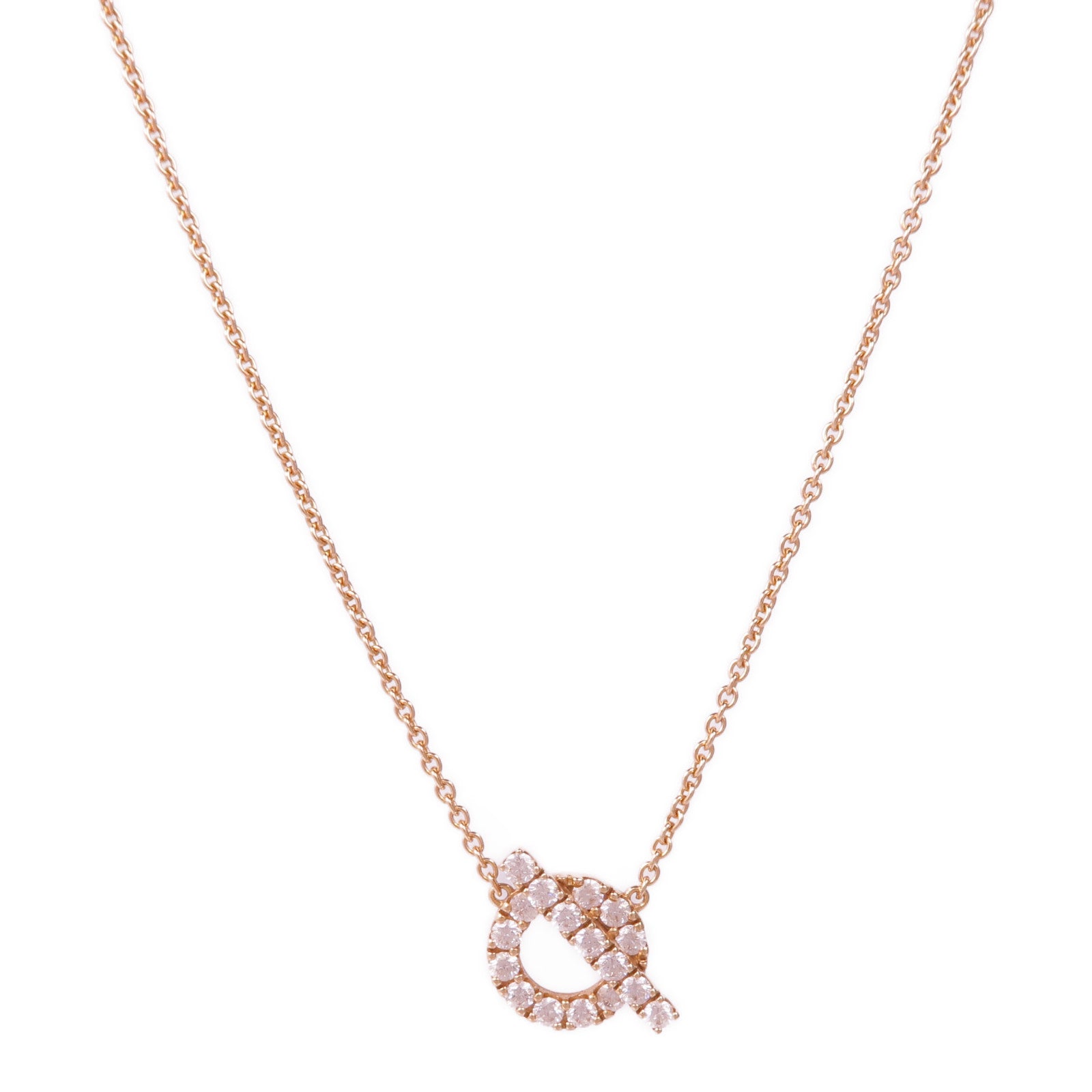 HERMES 18K玫瑰金Finesse Pendant鑽石項鍊