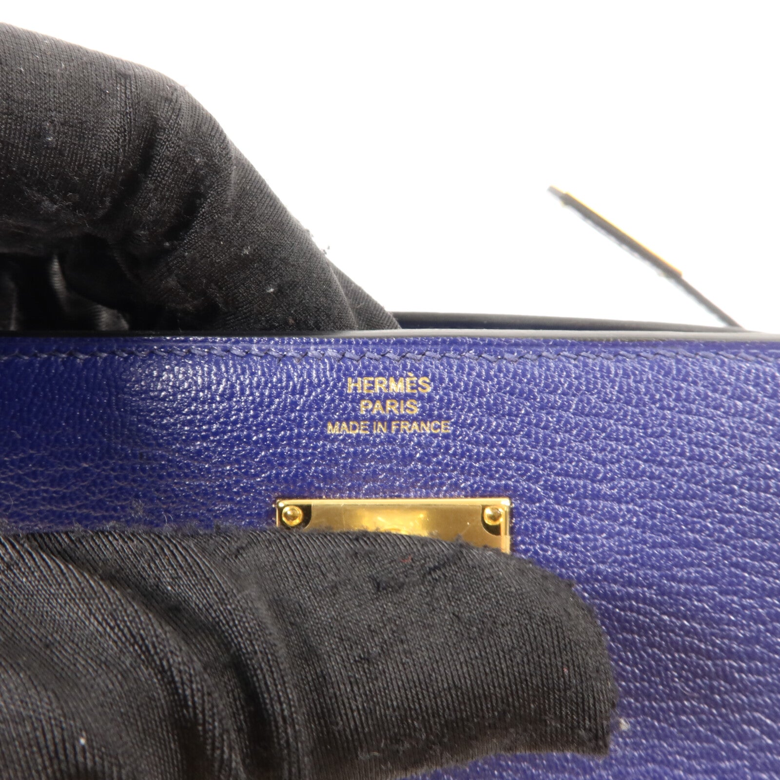 HERMES Chevre皮革Kelly Depliant Medium Wallet錢包Bleu Encre