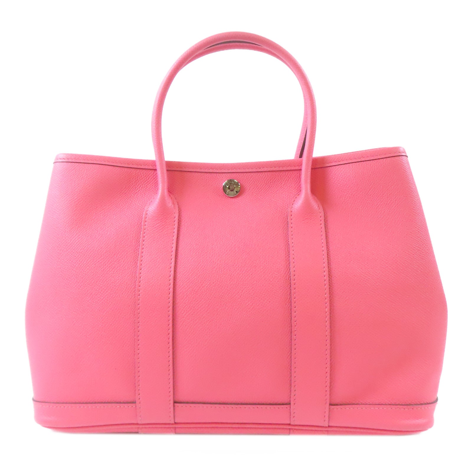 HERMES Veau Epsom皮革Garden Party TPM銀扣手挽袋Rose Azalee/桃色