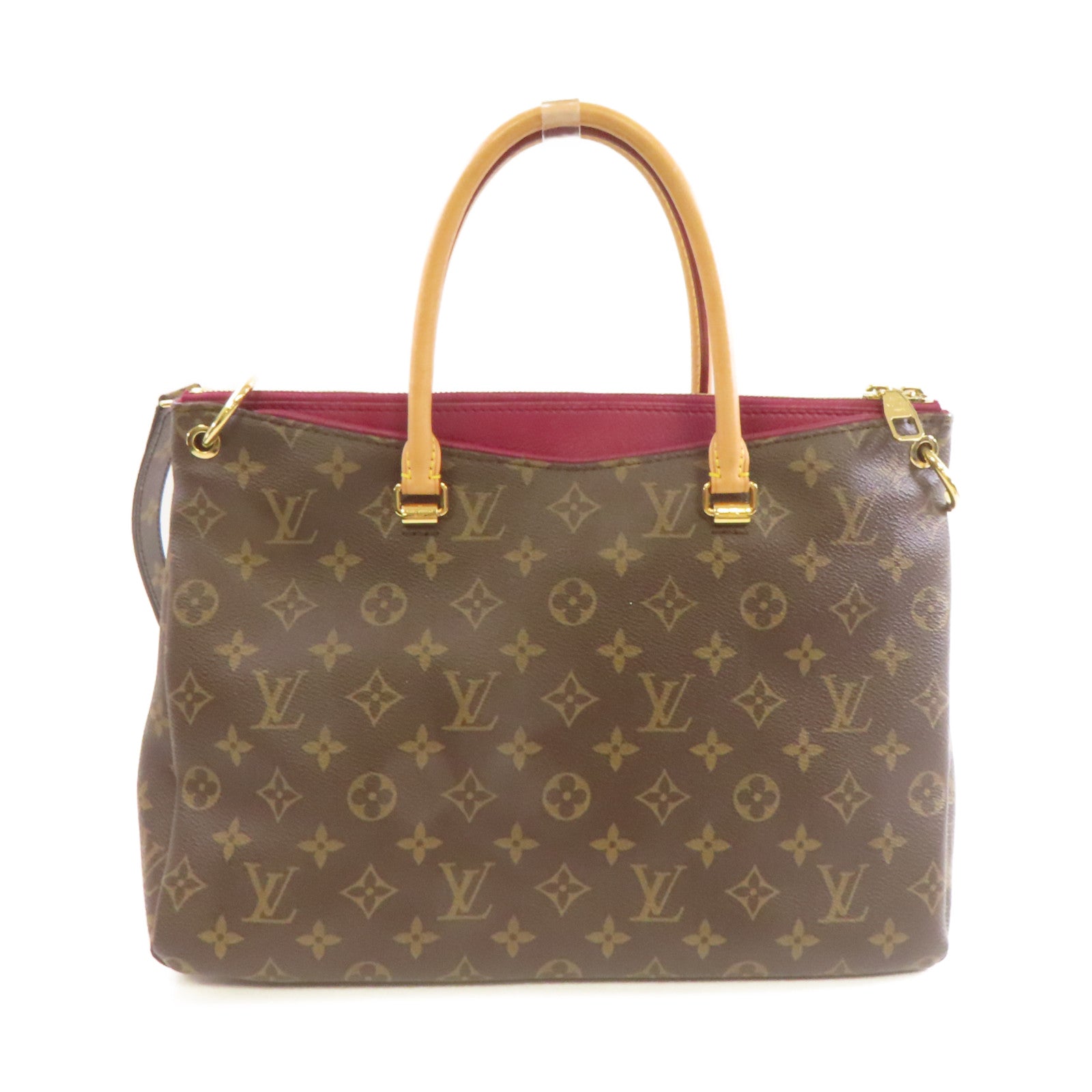LOUIS VUITTON 【激減優惠】Monogram Pallas 2Way Shoulder Bag金扣手挽肩背兩用袋啡色/酒紅色