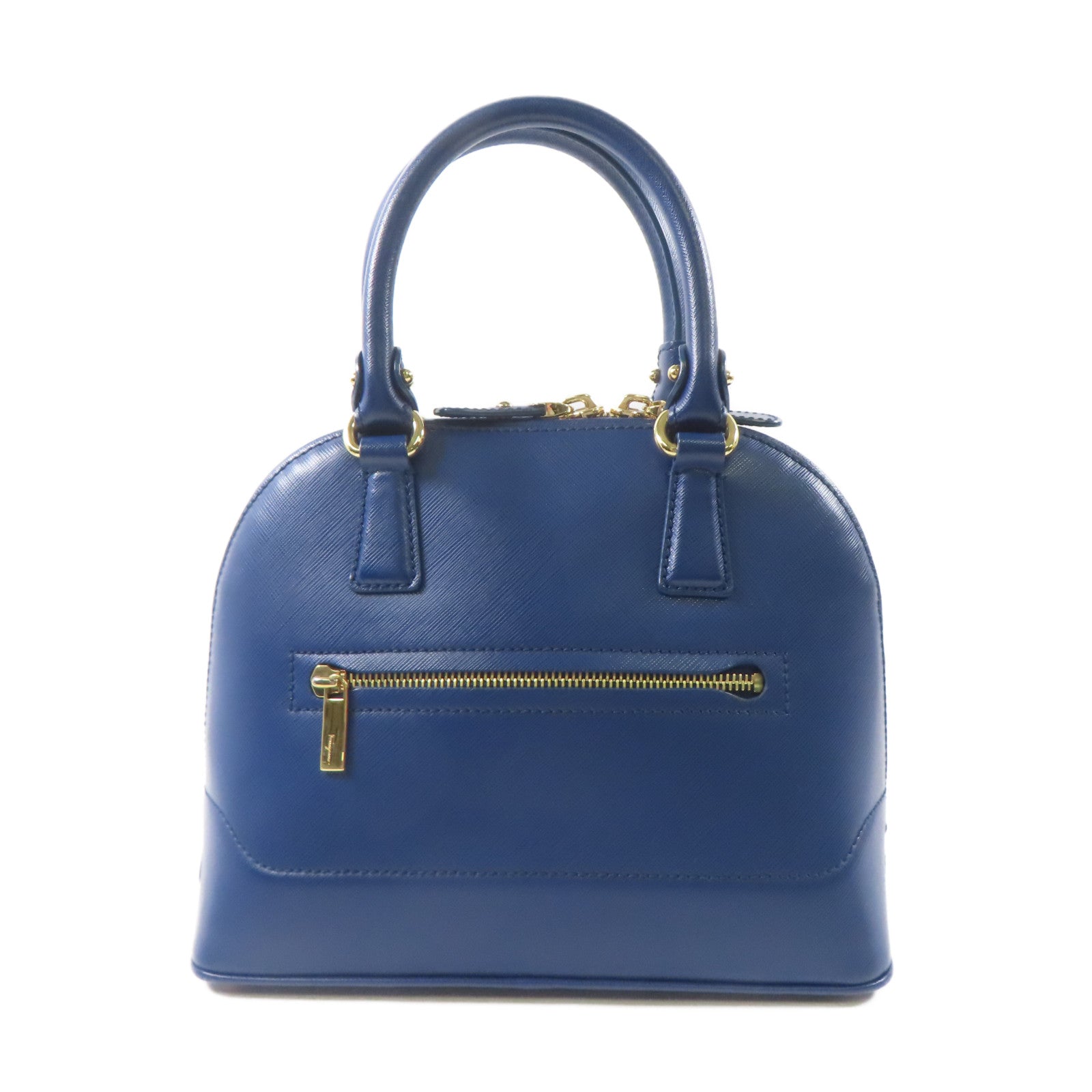 Salvatore Ferragamo 牛皮皮革2 Way Shoulder金扣手挽肩背兩用袋藍色
