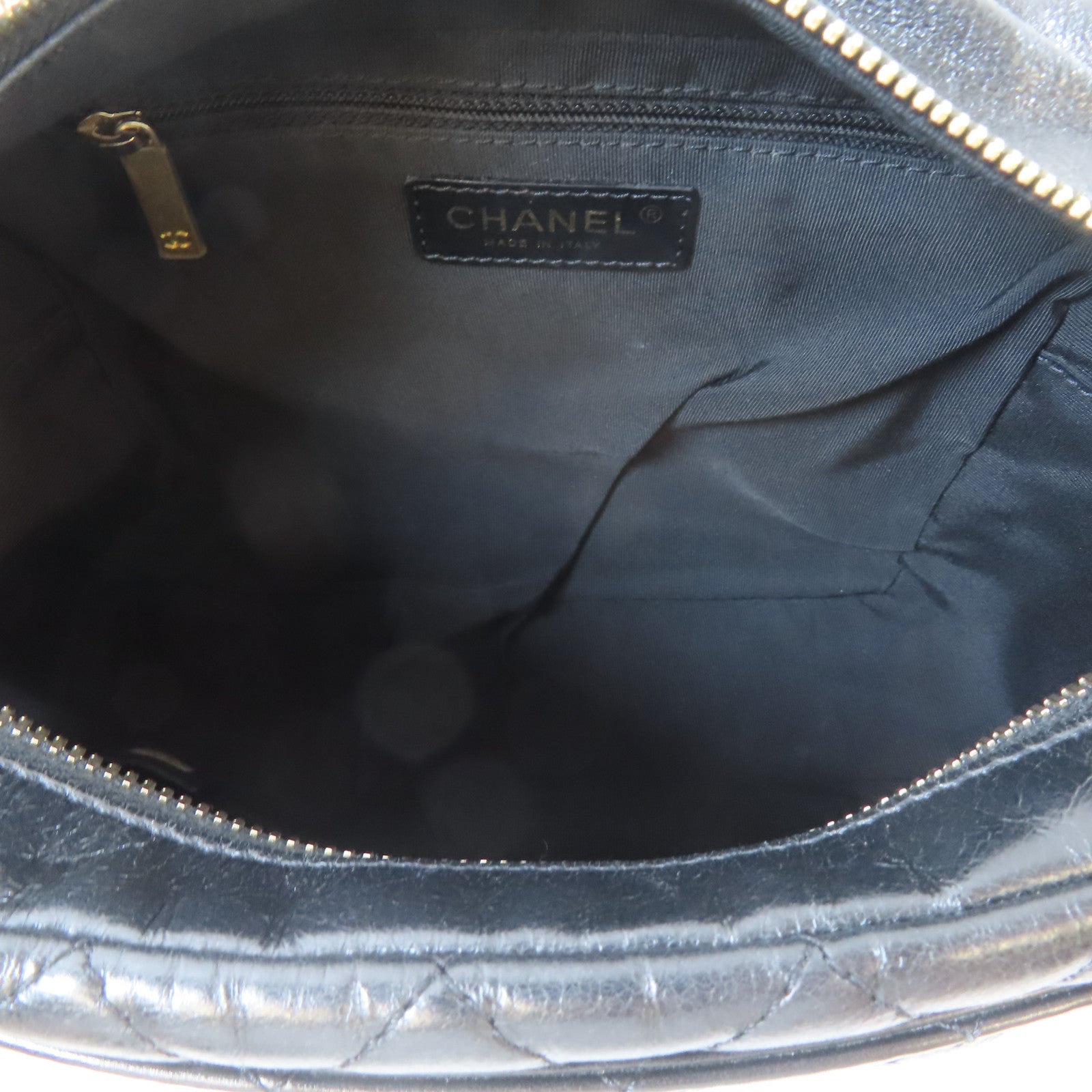 CHANEL 菱格牛皮皮革Shoulder Bag金扣肩背袋黑色