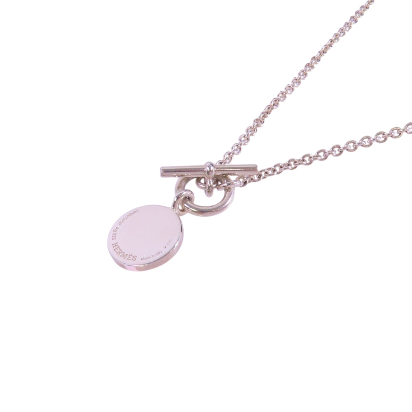 HERMES 925純銀Amulettes Ex-Libris Necklace銀扣項鏈