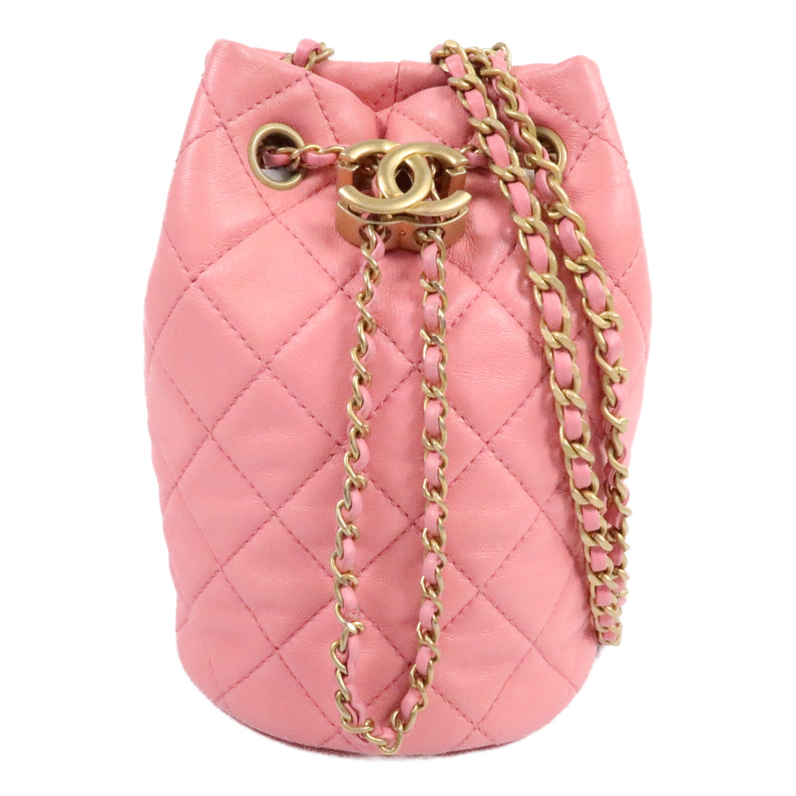 CHANEL 羊皮皮革Bucket Bag鏈帶肩背袋