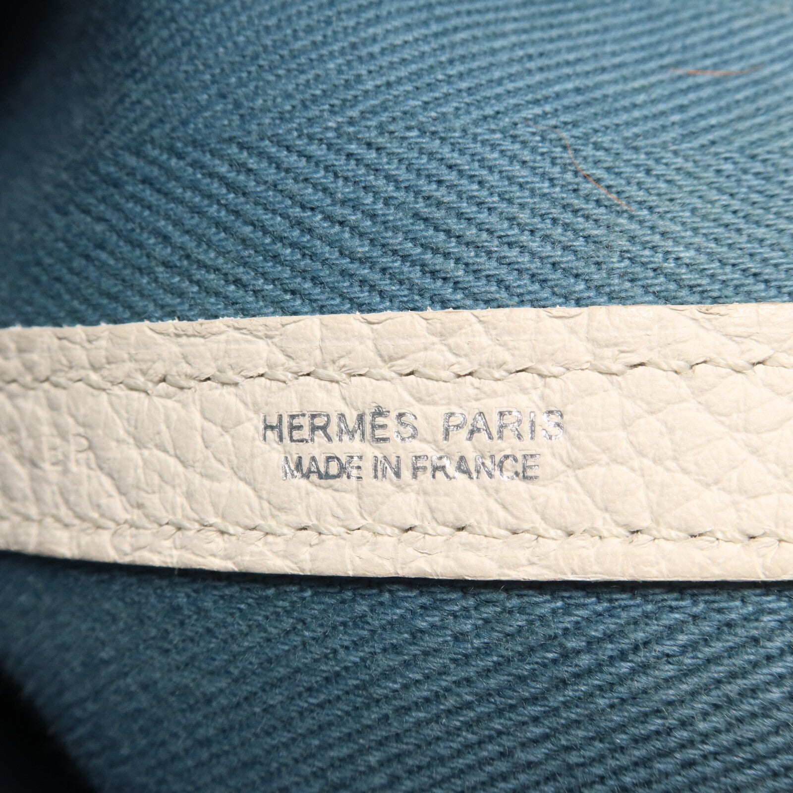HERMES 帆布Garden Party PM手挽袋Blue/White
