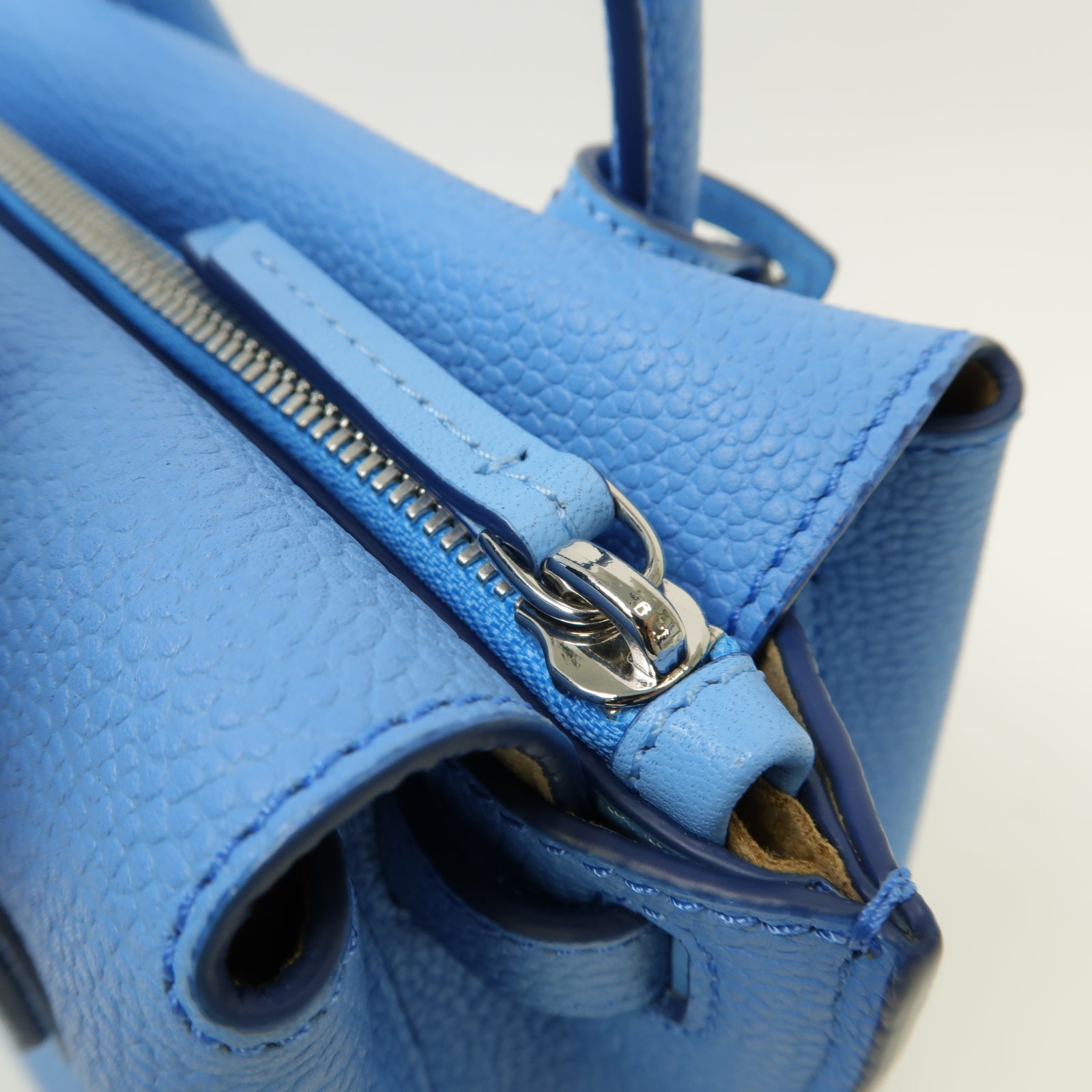 MCM 牛皮皮革2way Shoulder Bag銀扣手挽肩背兩用袋藍色